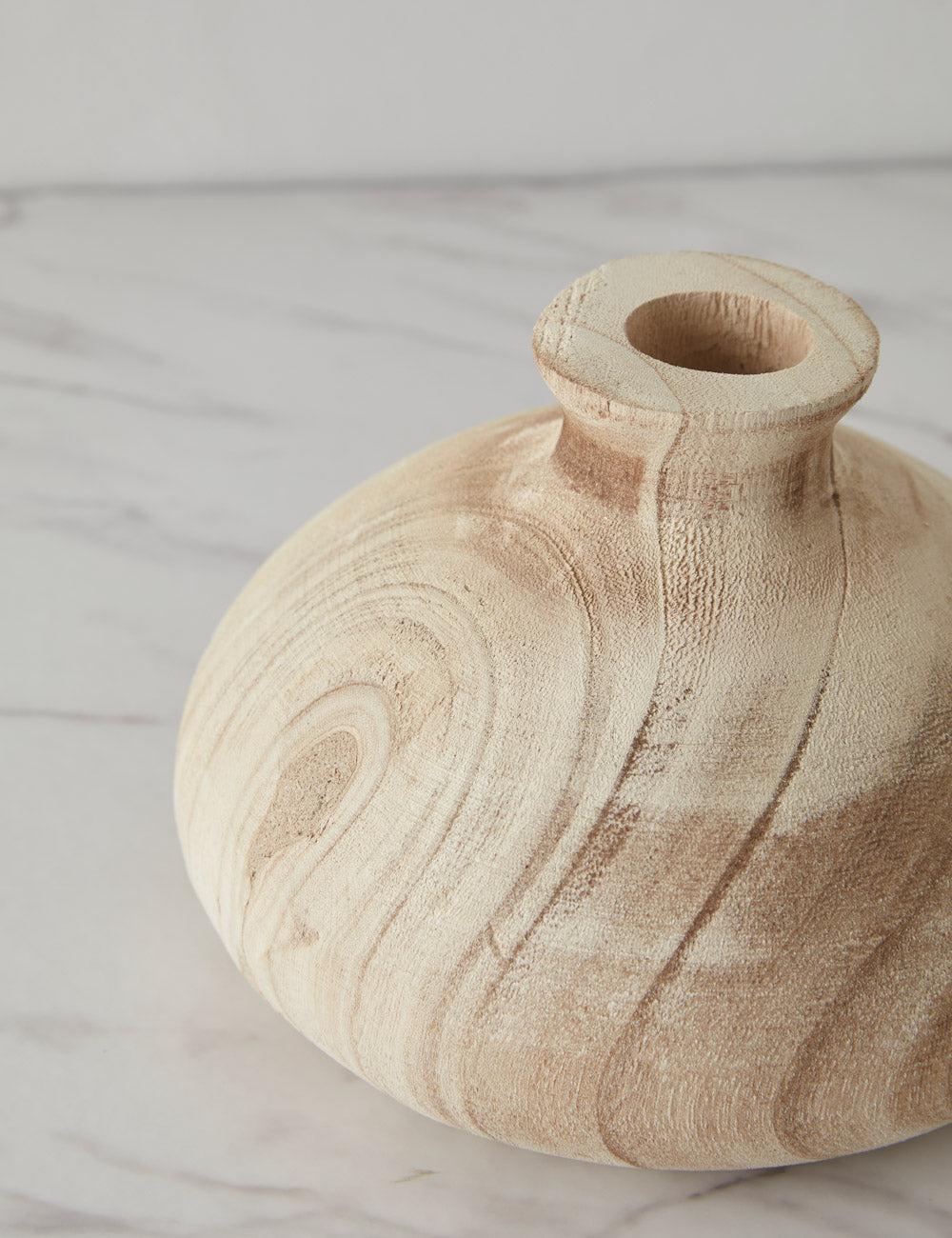 Natural Paulownia Wood 7.5" Bouquet Vase