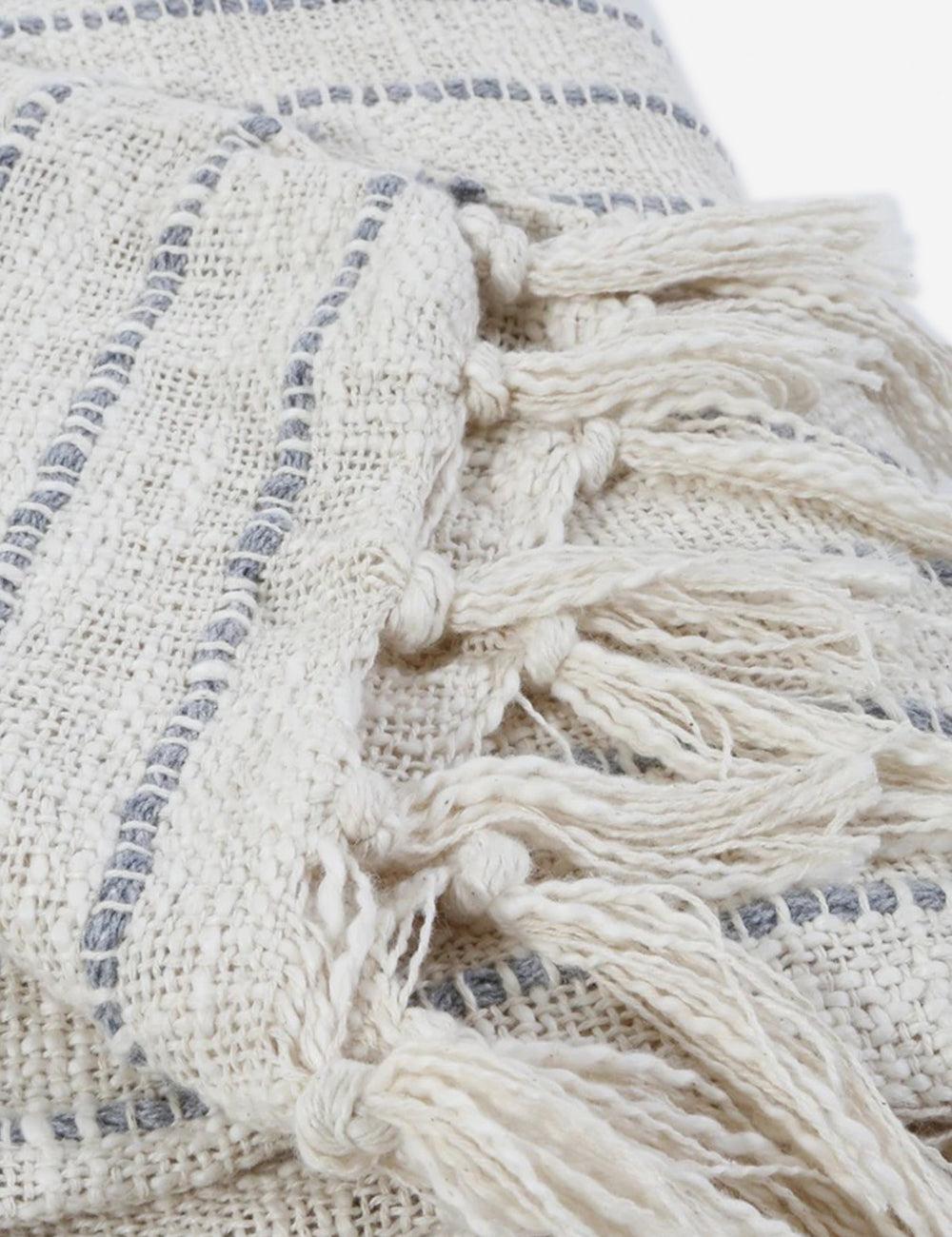 Jojo Cotton Oversized Throw by Pom Pom at Home - Ivory and Blue Grey
