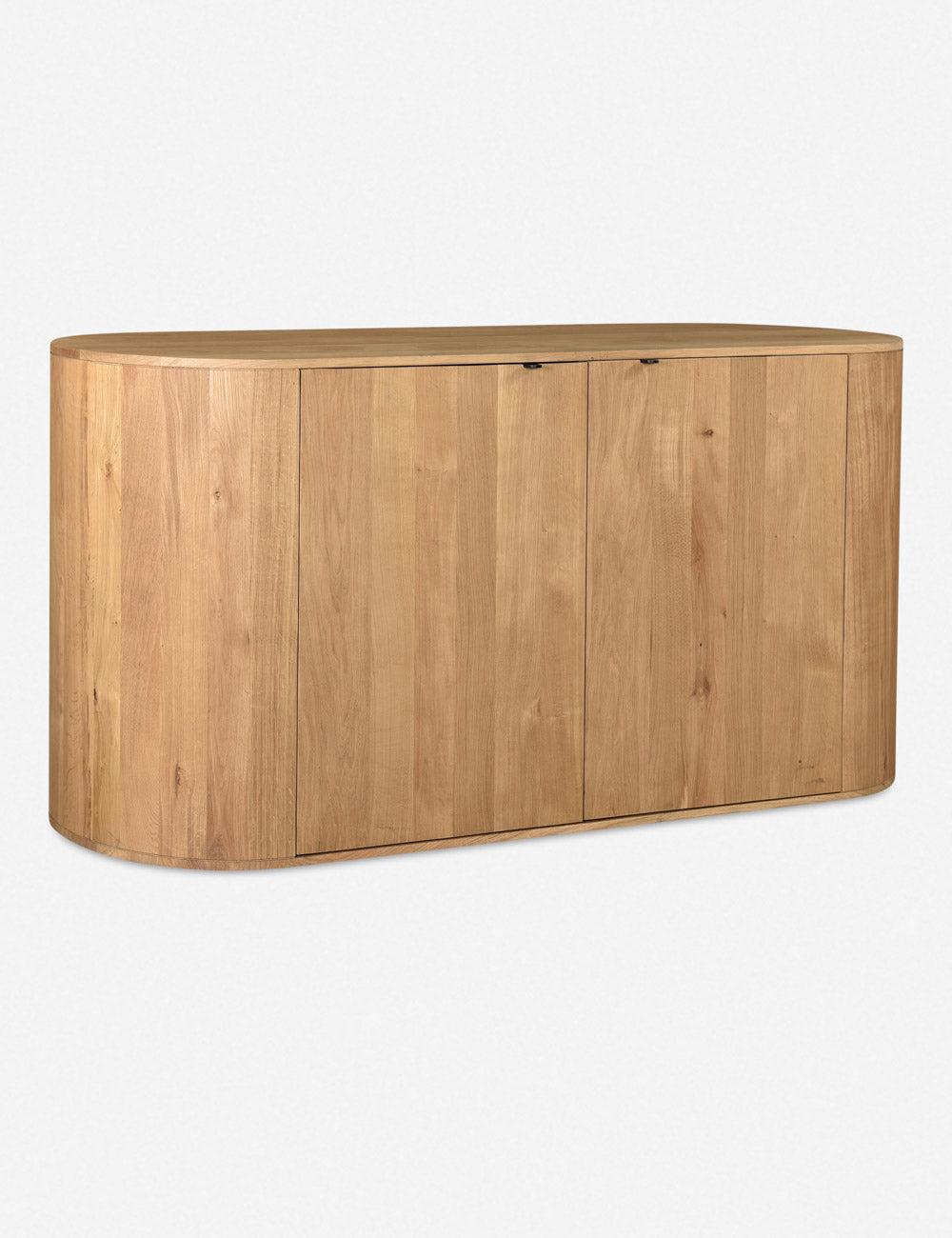 Scandinavian 66'' Natural Brown Oak Wood Sideboard