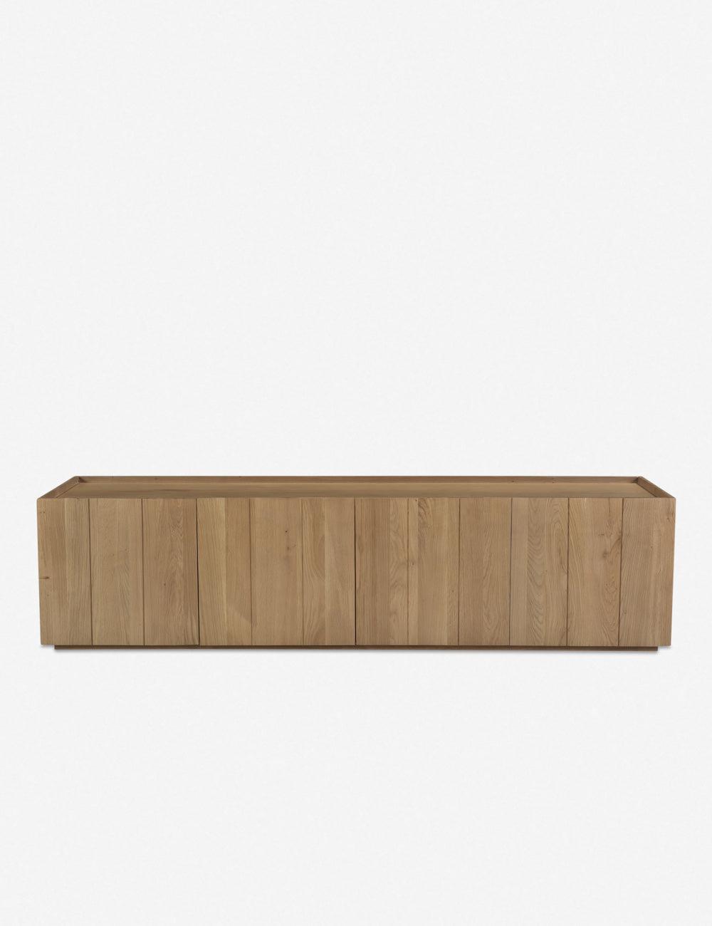 Plank 72'' Natural Solid Oak Media Console with Cabinets