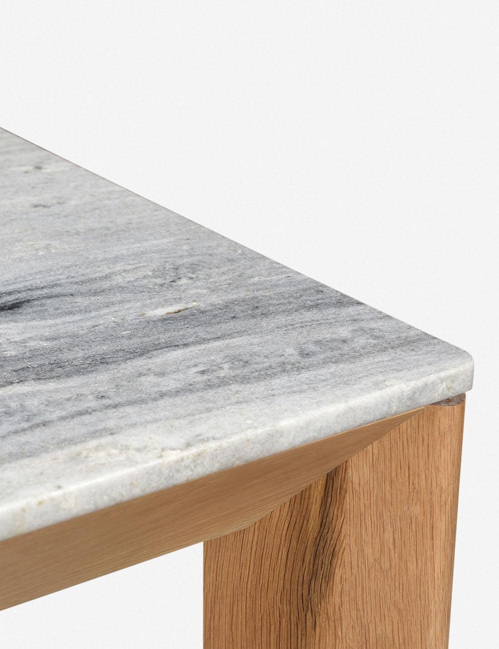 Angle Contemporary Reclaimed Wood & Marble Extendable Dining Table
