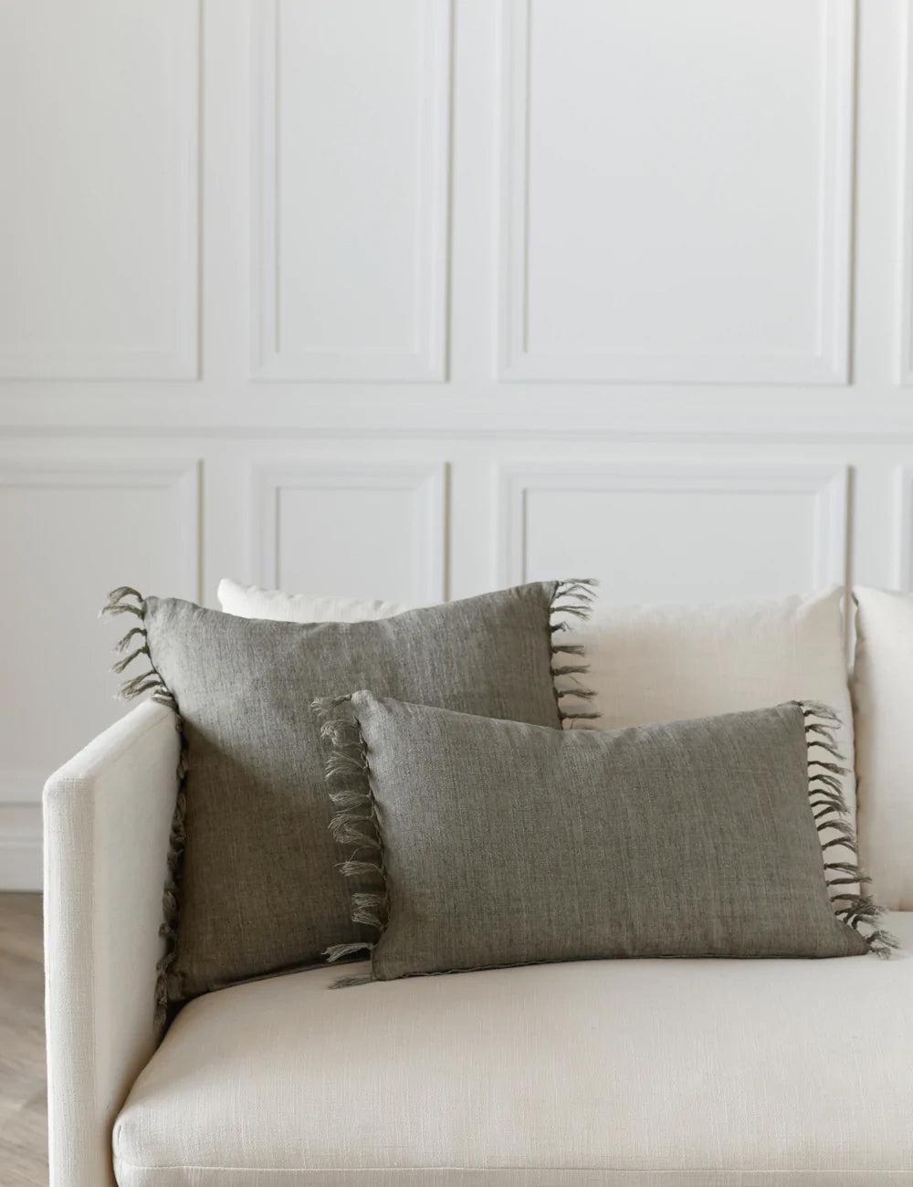 Roy Linen Pillow - Sage / 13" x 21" / Down