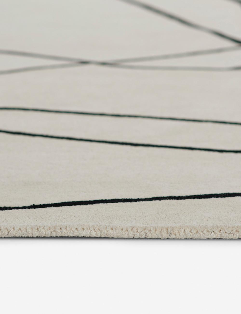 Ivory Abstract Elegance 4'x6' Hand-Tufted Wool Rug