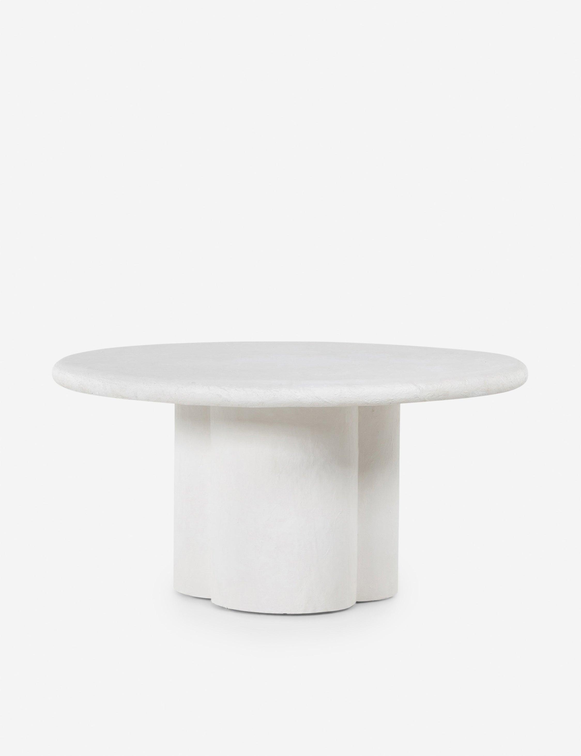 Modern Round 60'' Beige Marble & Wood Dining Table