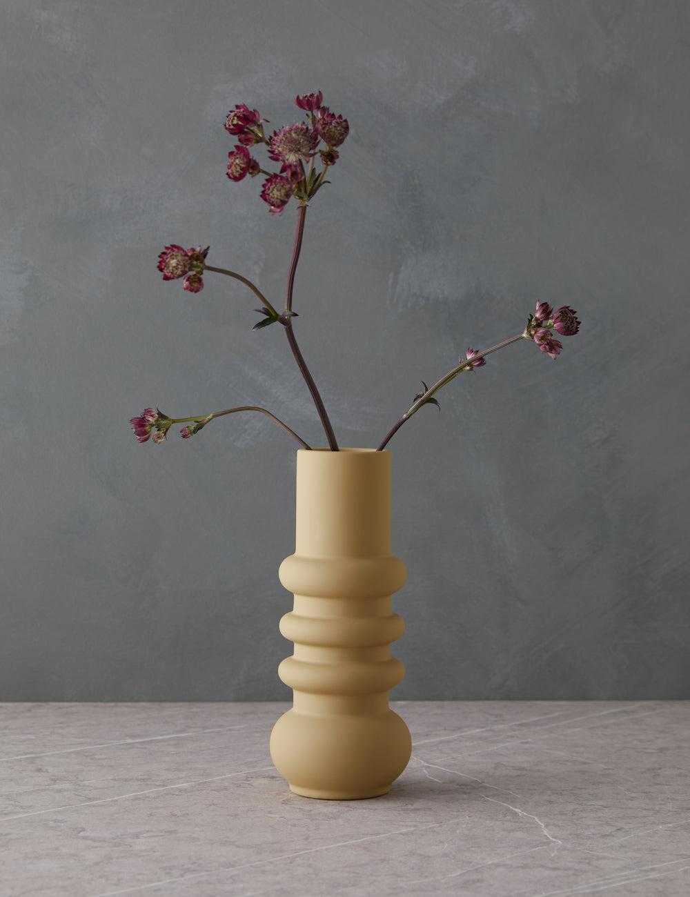 Curvy Stoneware Vase in Rich Matte Nude with Latex Glaze