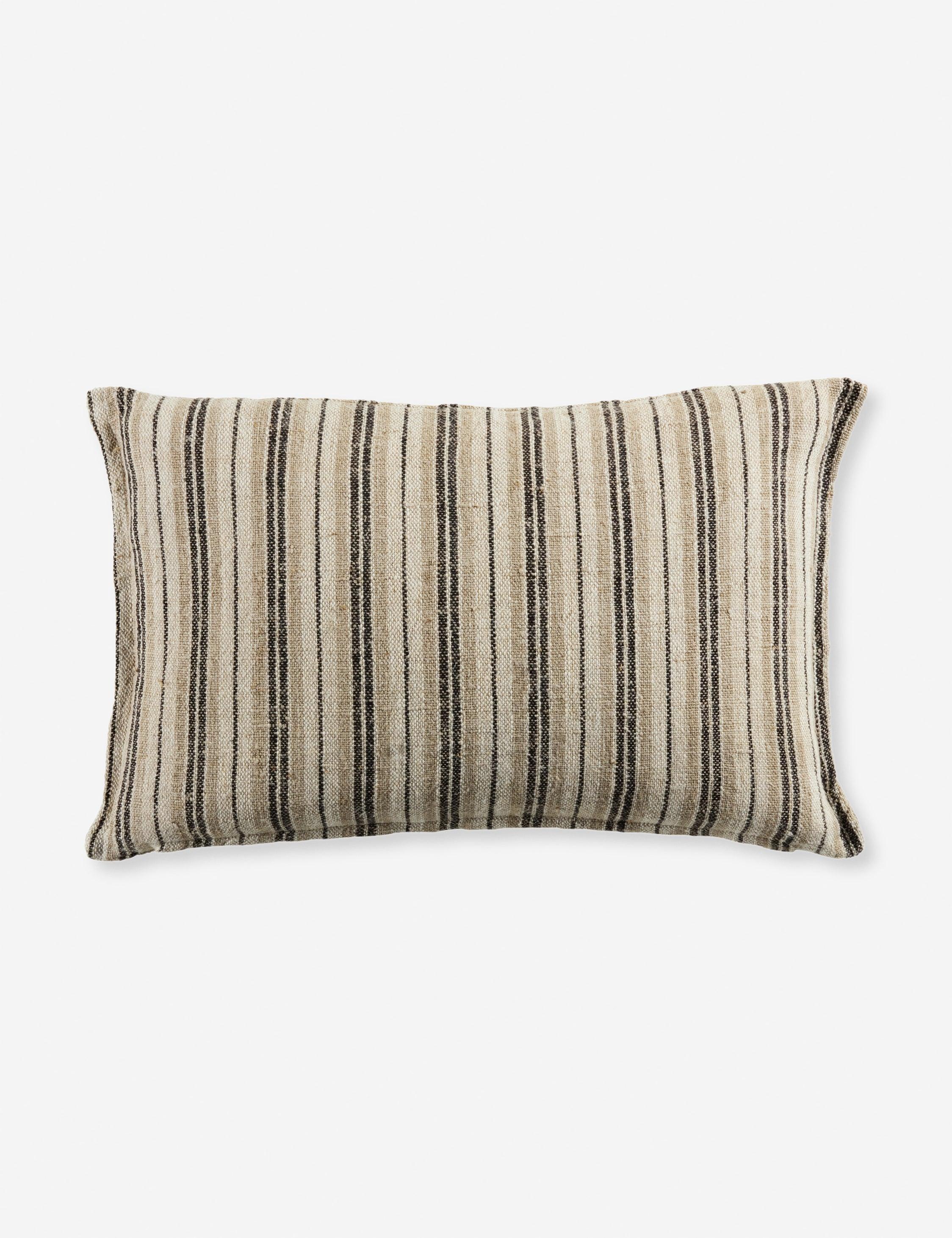 Baptiste Linen Pillow - Brown and Cream / Lumbar / Polyester