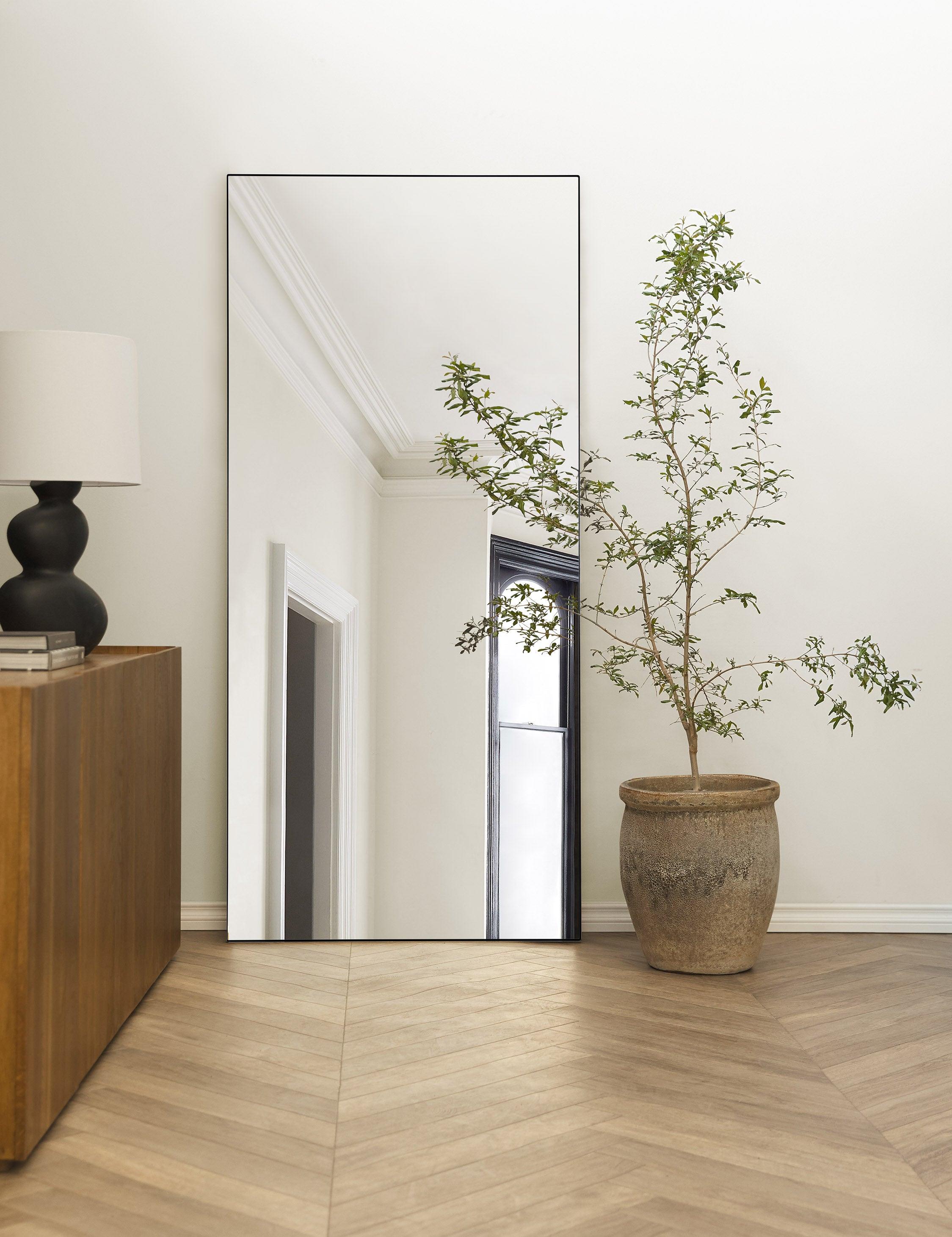 Elegant Full-Length Rectangular Mirror in Silver and Gold