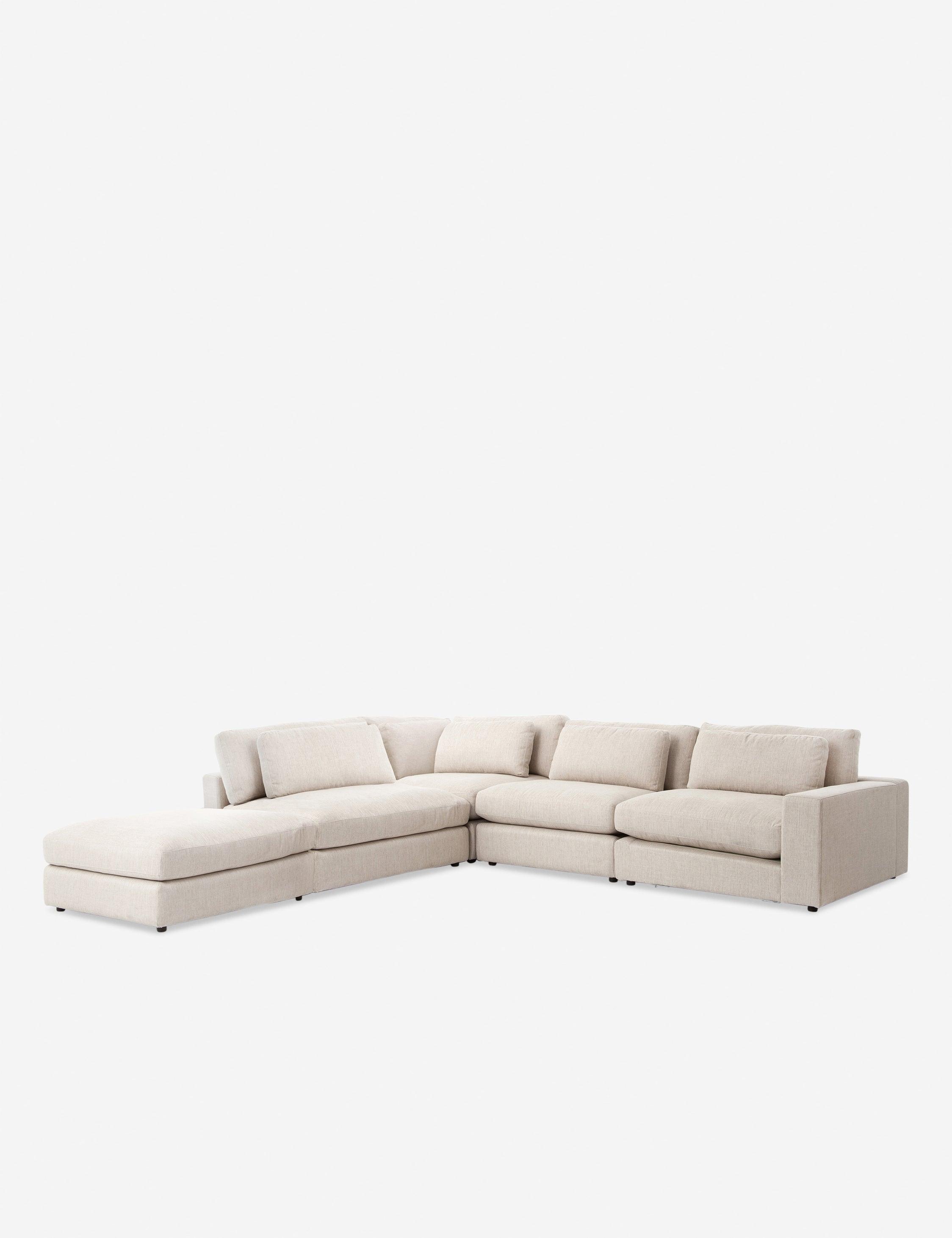 Essence Natural 131" Beige 4-Piece Sectional Sofa with Ottoman