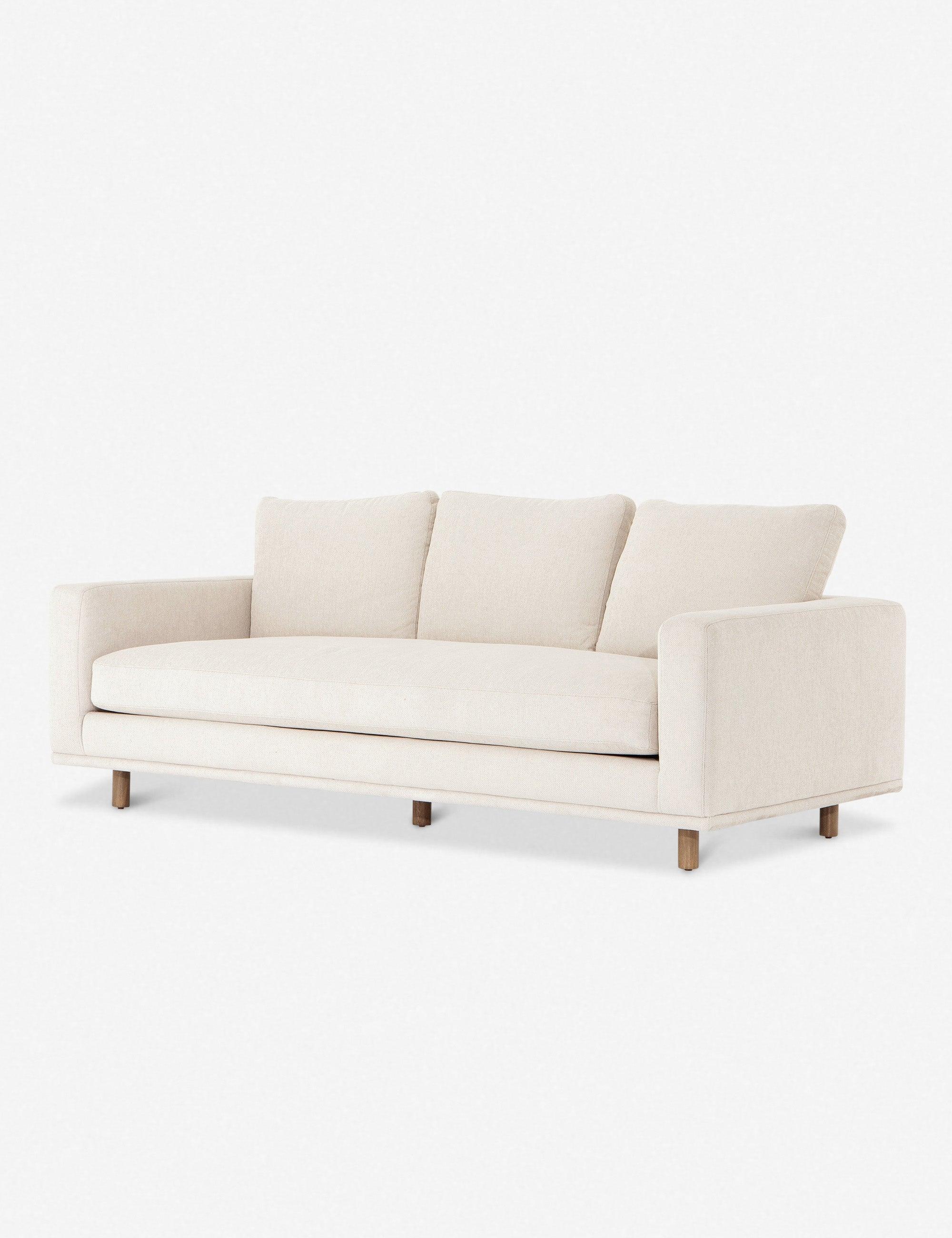 Centrale Bonnell Ivory 85" Modern Stationary Sofa with Track Arms