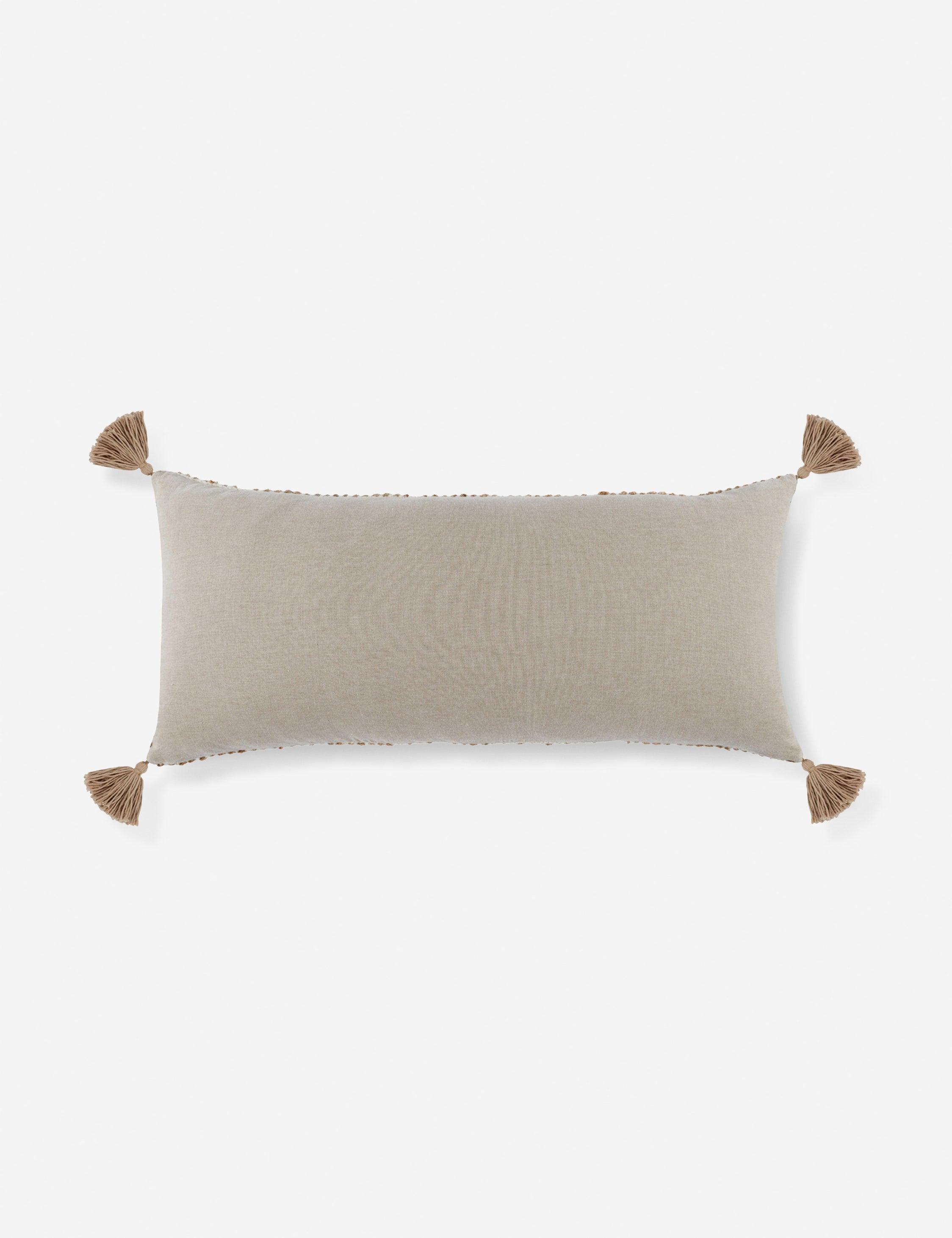 Eco-Chic Ivory & Natural Wool-Jute Blend Lumbar Pillow with Tassels