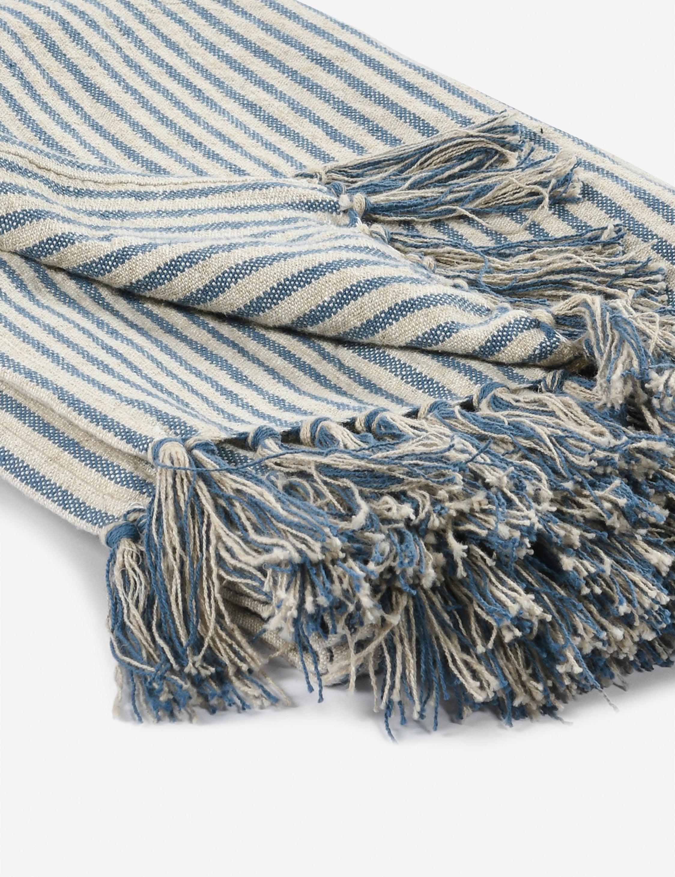 Stasiya Indoor / Outdoor Throw, 50" x  70", Blue and Natural
