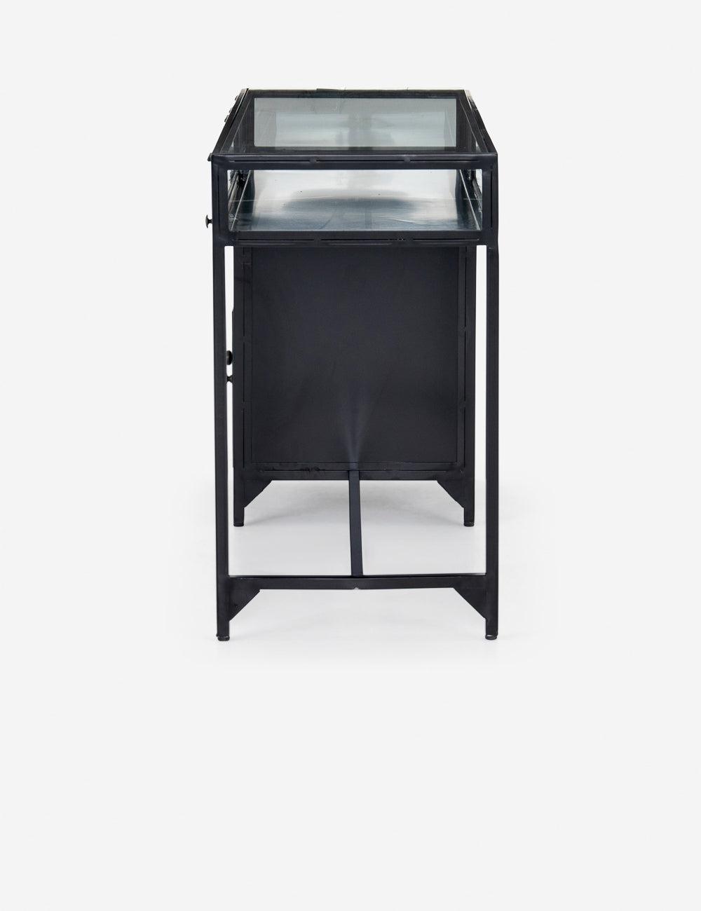 Contemporary Black Iron & Glass Home Office Desk with Drawer