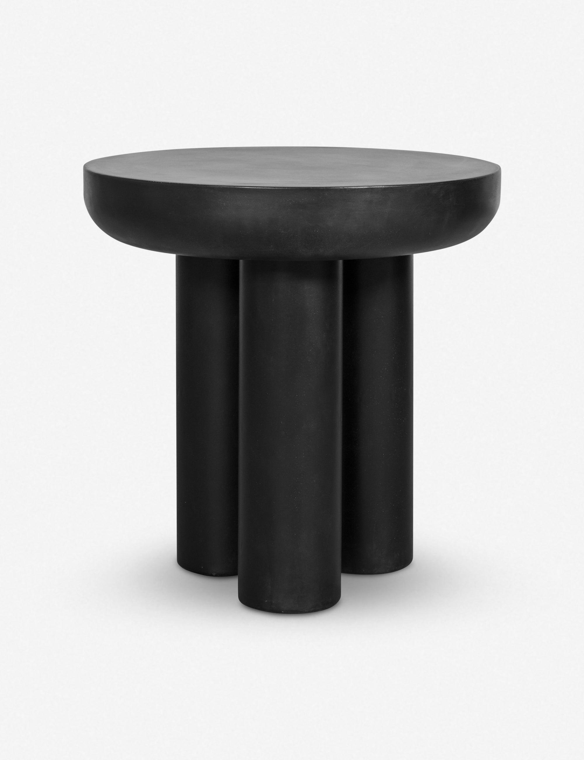 Rocca Contemporary Black Round Metal & Wood Side Table