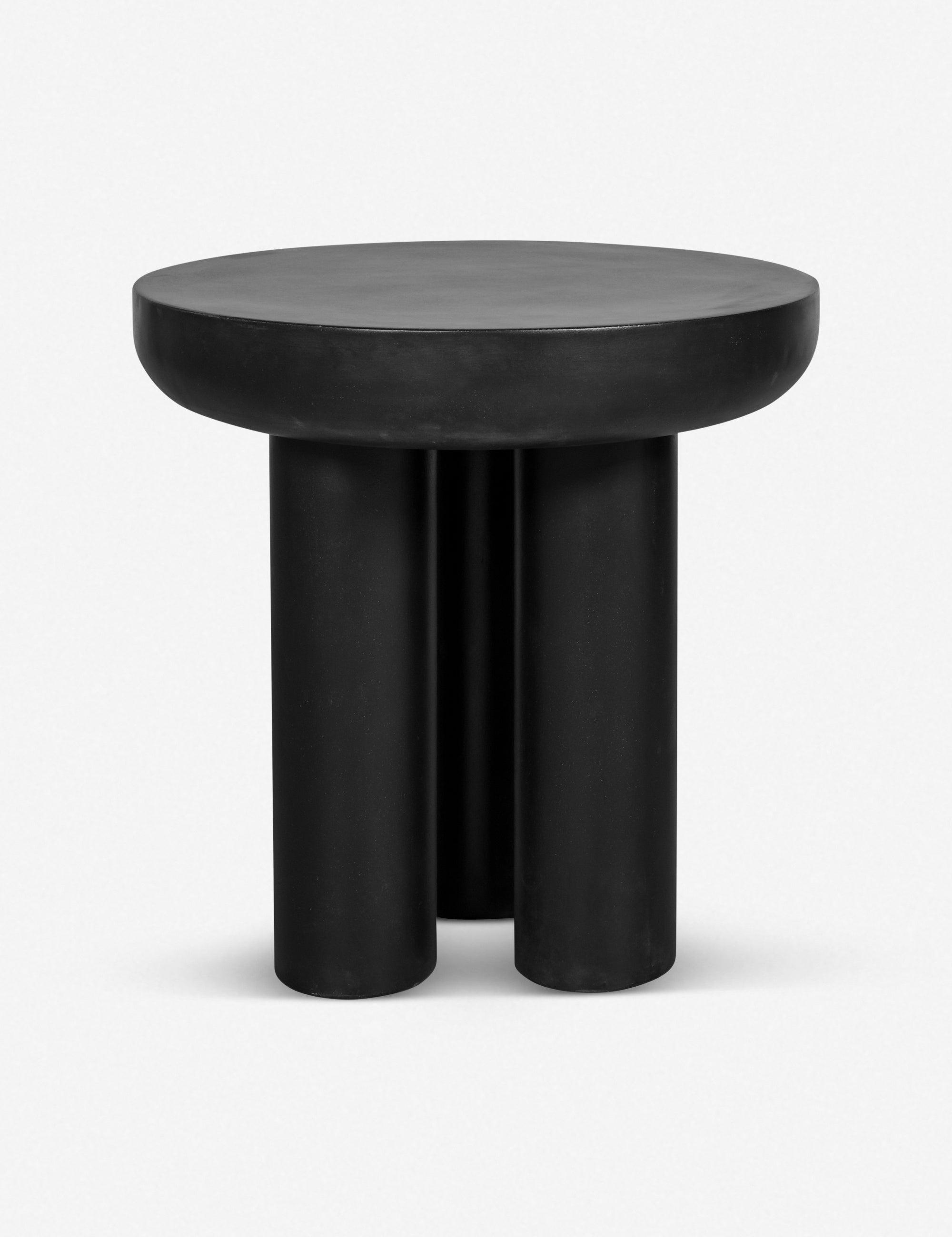 Rocca Contemporary Black Round Metal & Wood Side Table