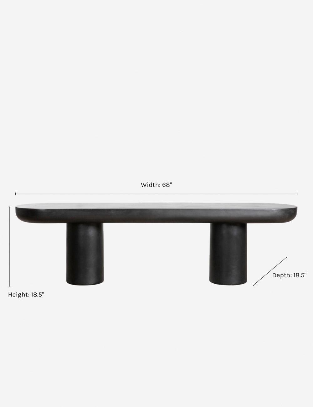 Rocca 68'' Black Cement and Metal Contemporary Bench