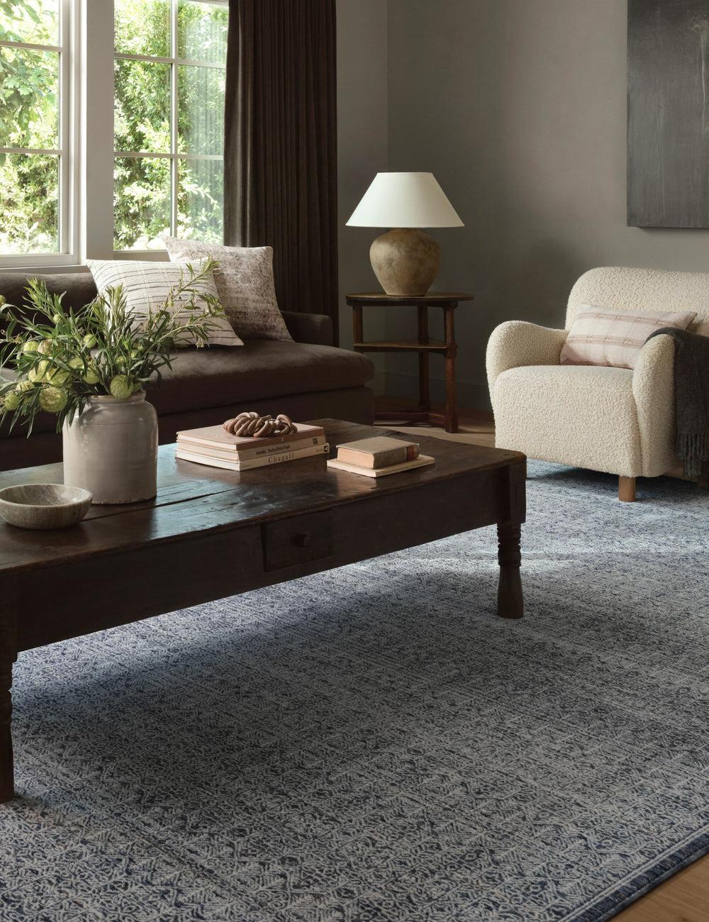 Zuma Rug by Amber Lewis x Loloi - Denim and Ivory / 5'3" Round