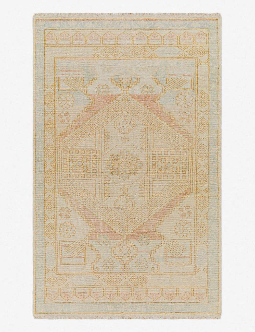 Serene Blue Medallion 4' x 6' Hand-Knotted Wool-Blend Rug