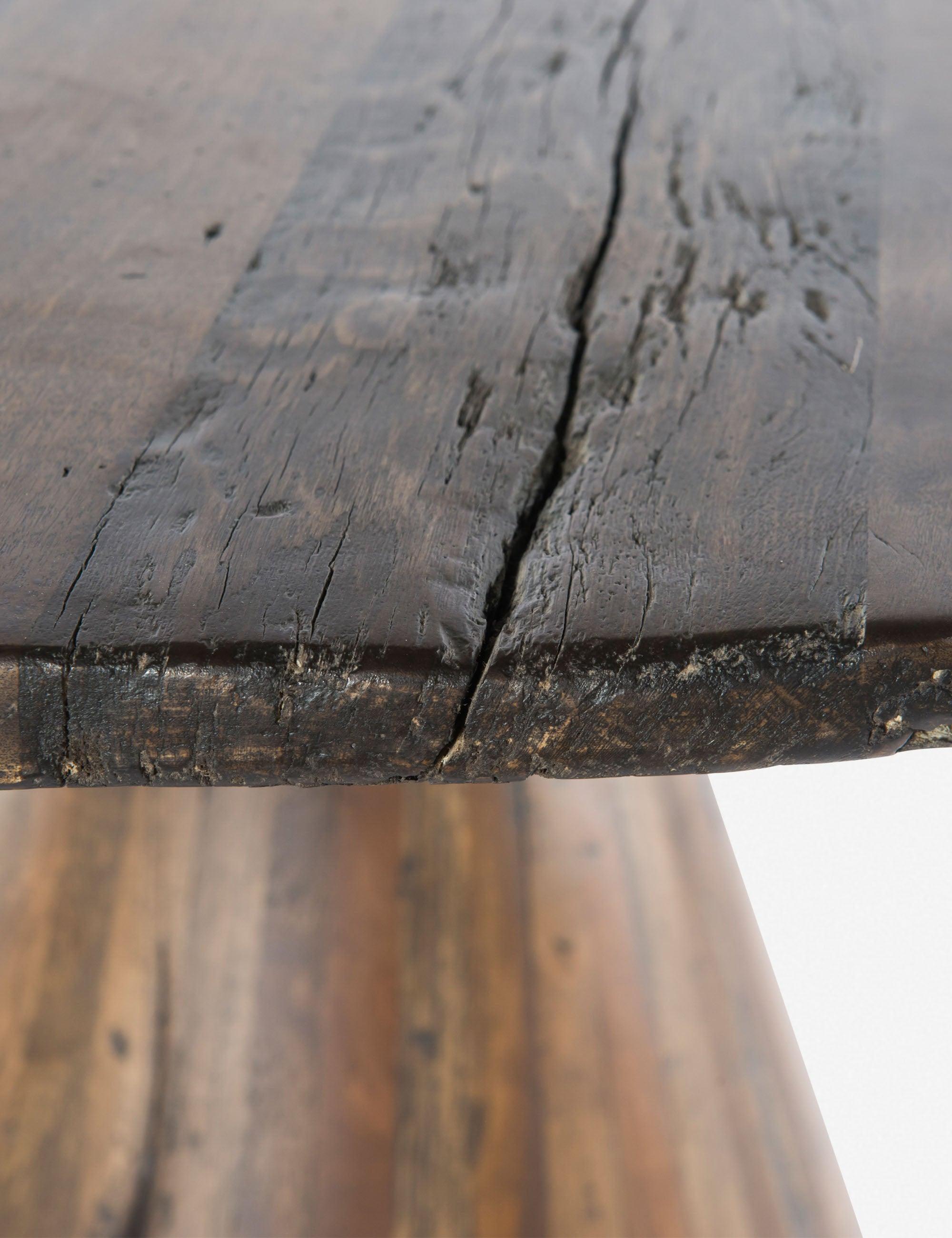 Reclaimed Wood & Marble Round Rustic Dining Table for Six