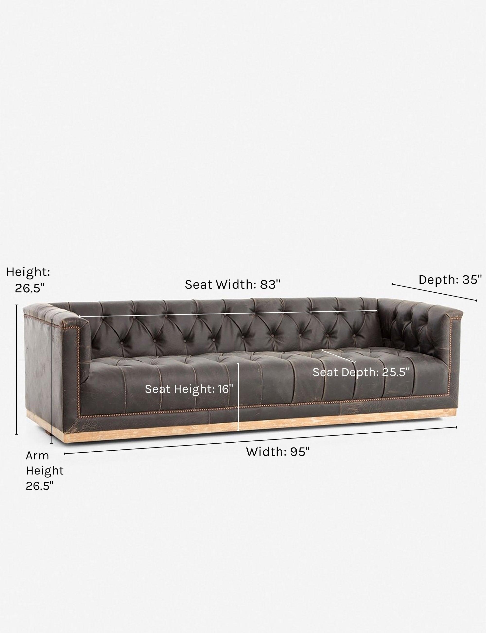 Afia Leather Sofa, Distressed Black