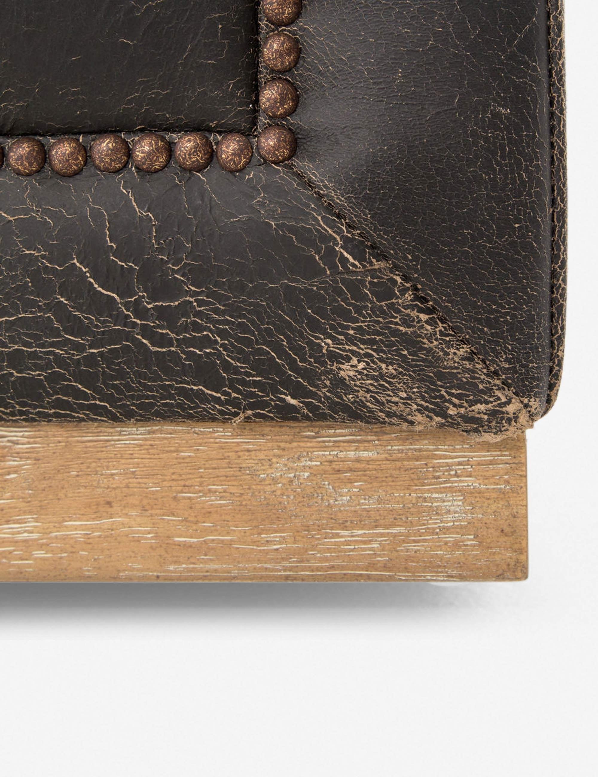 Afia Leather Sofa, Distressed Black