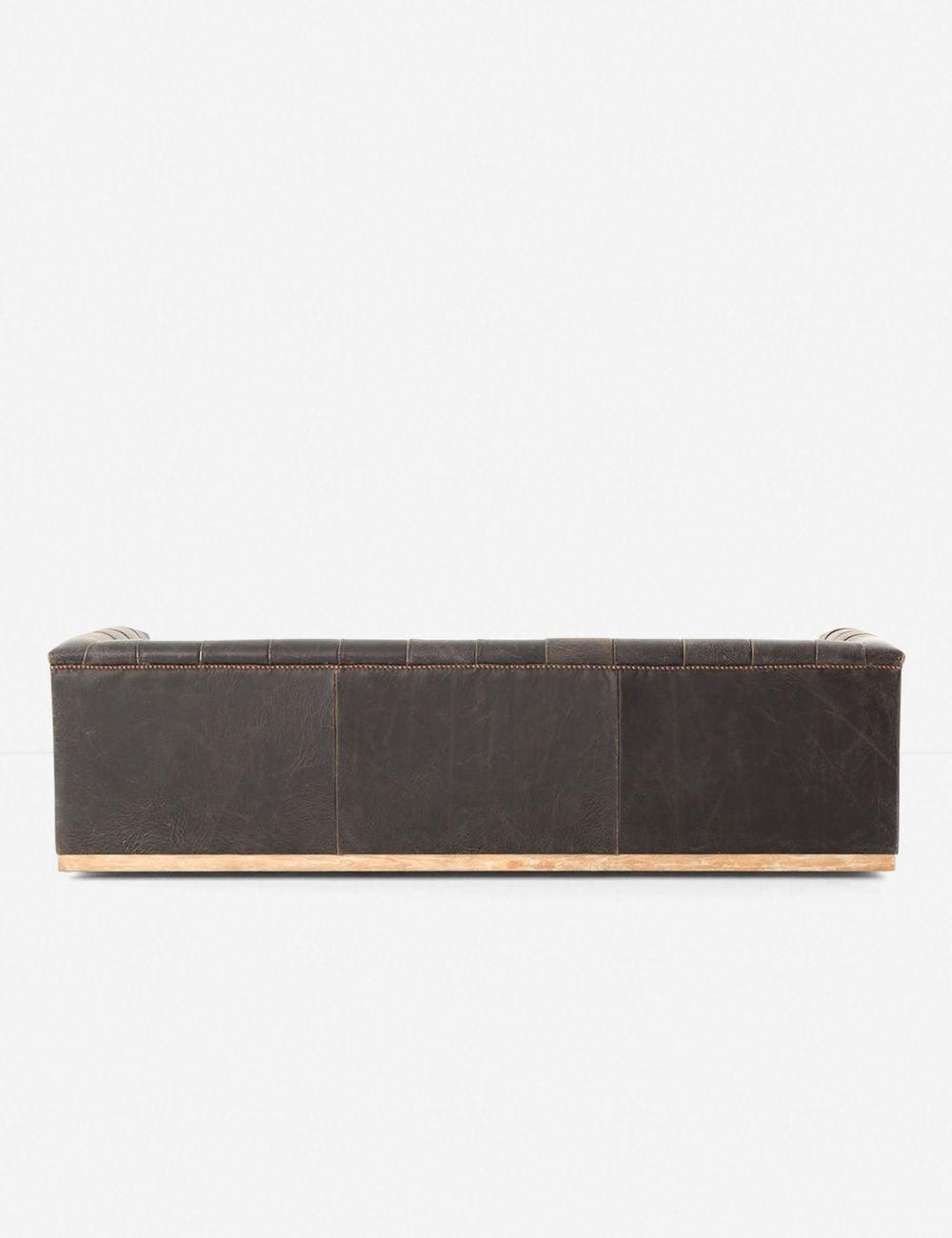 Afia Leather Sofa, Distressed Black