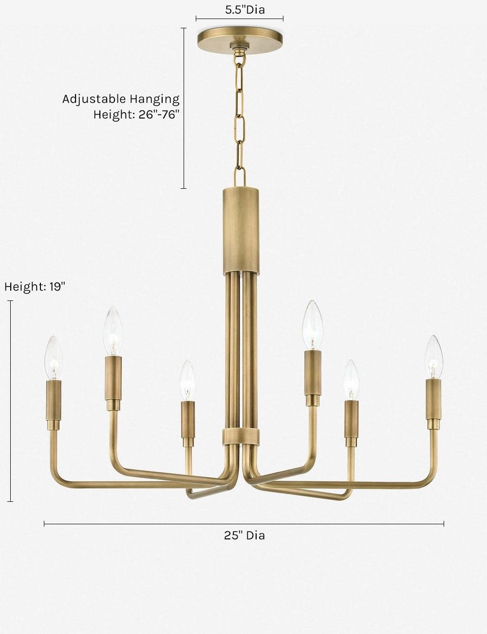 Elegant Aged Brass 6-Light Traditional Candelabra Chandelier