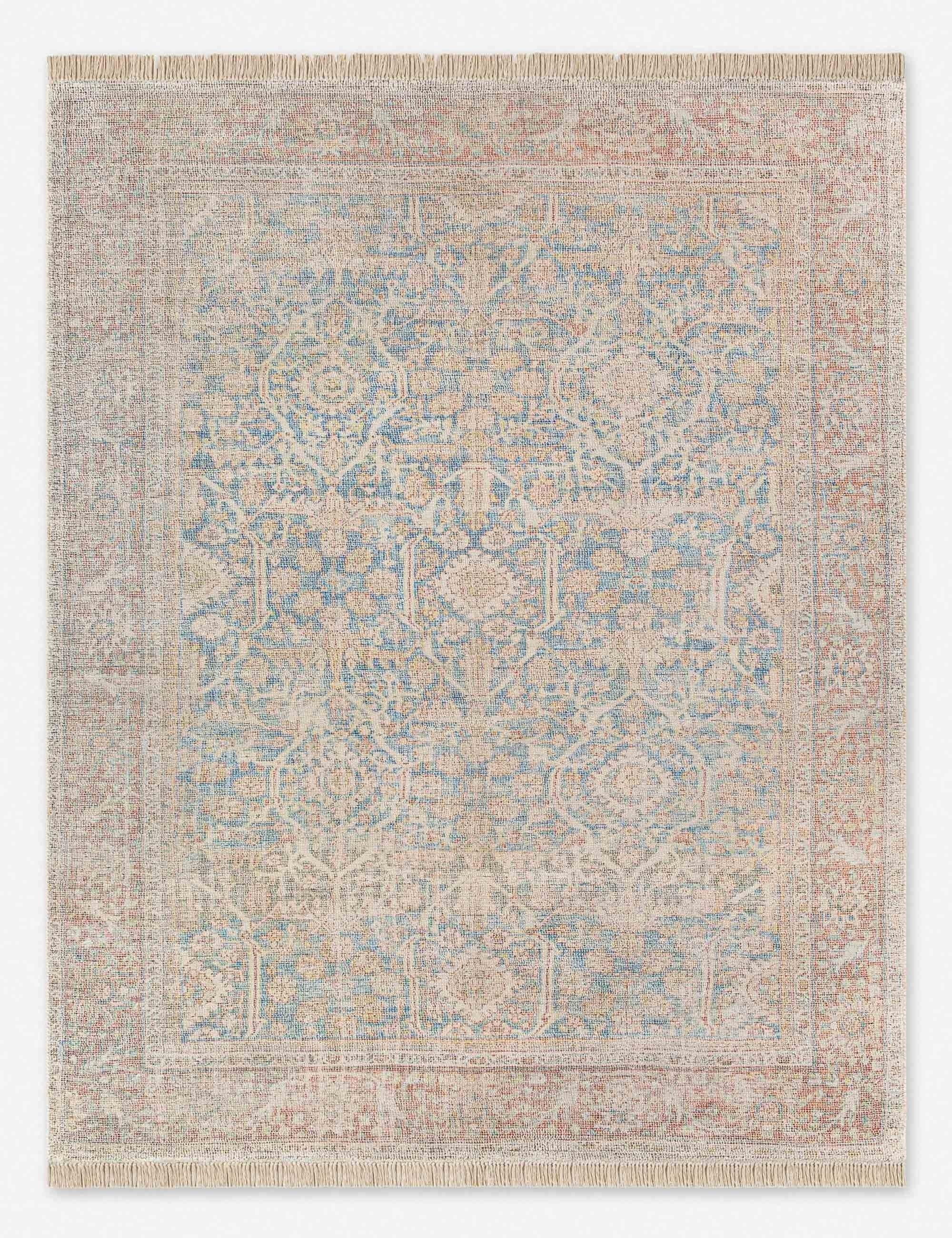 Amasya Traditional Blue Fringe 8'6" x 12' Handwoven Rug