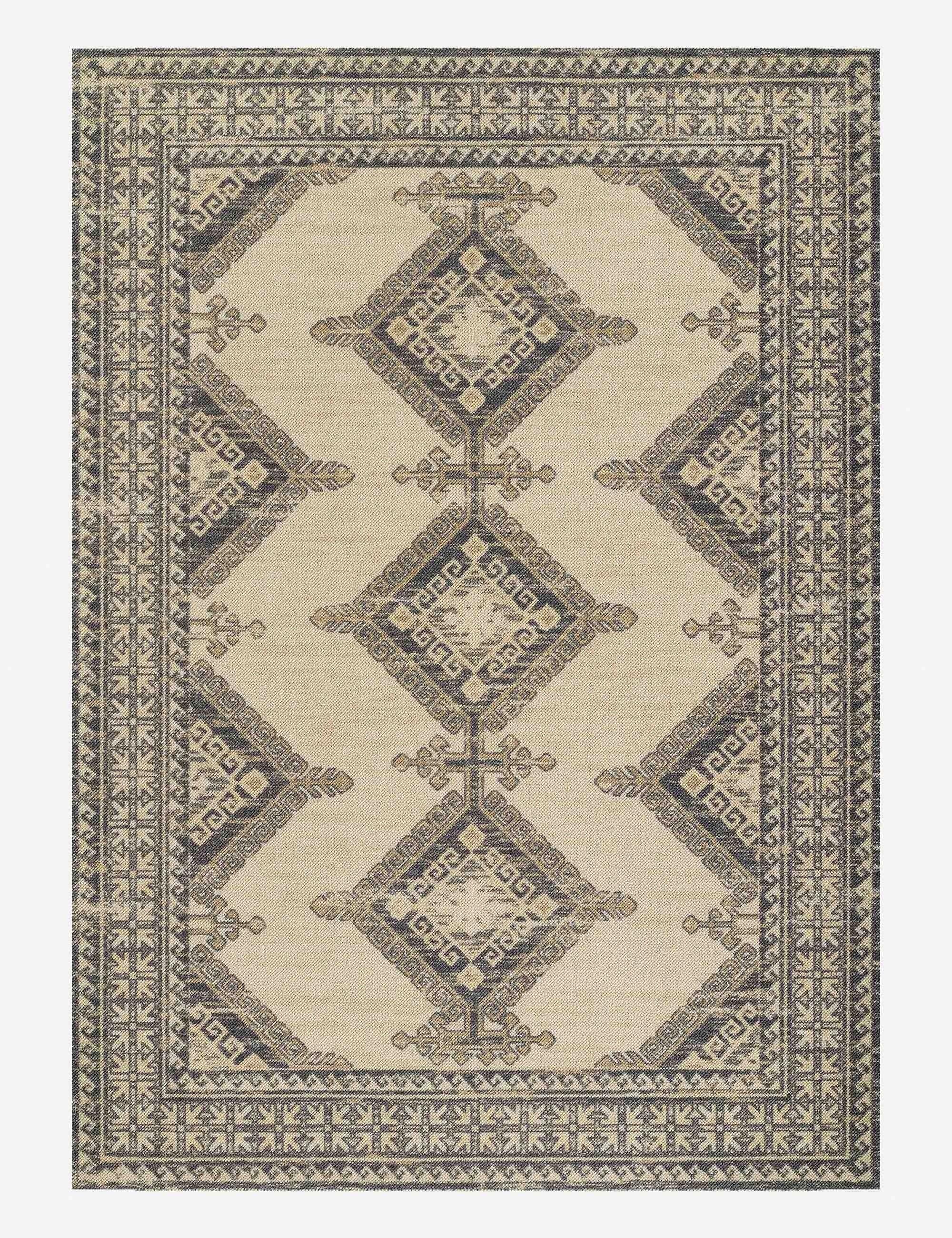 Charcoal Medallion 6'6" x 9' Wool-Synthetic Blend Area Rug