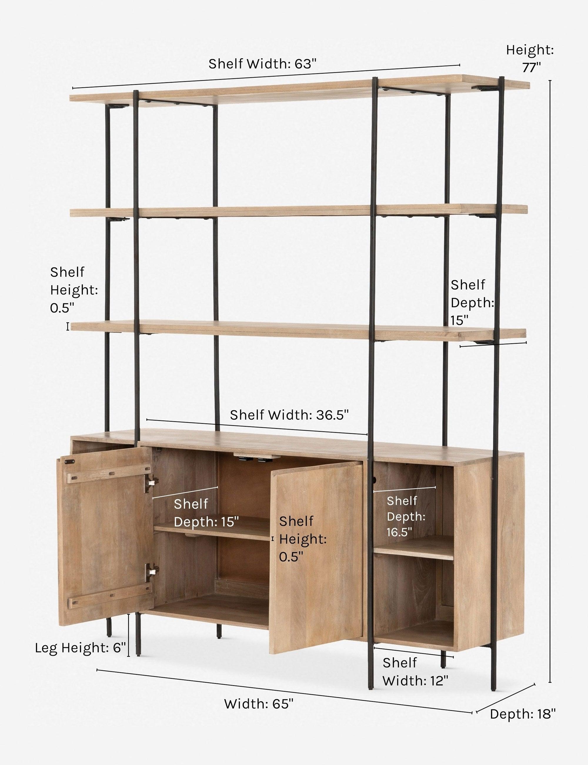 Contemporary Brown Mango Wood & Iron China Cabinet, 65" W