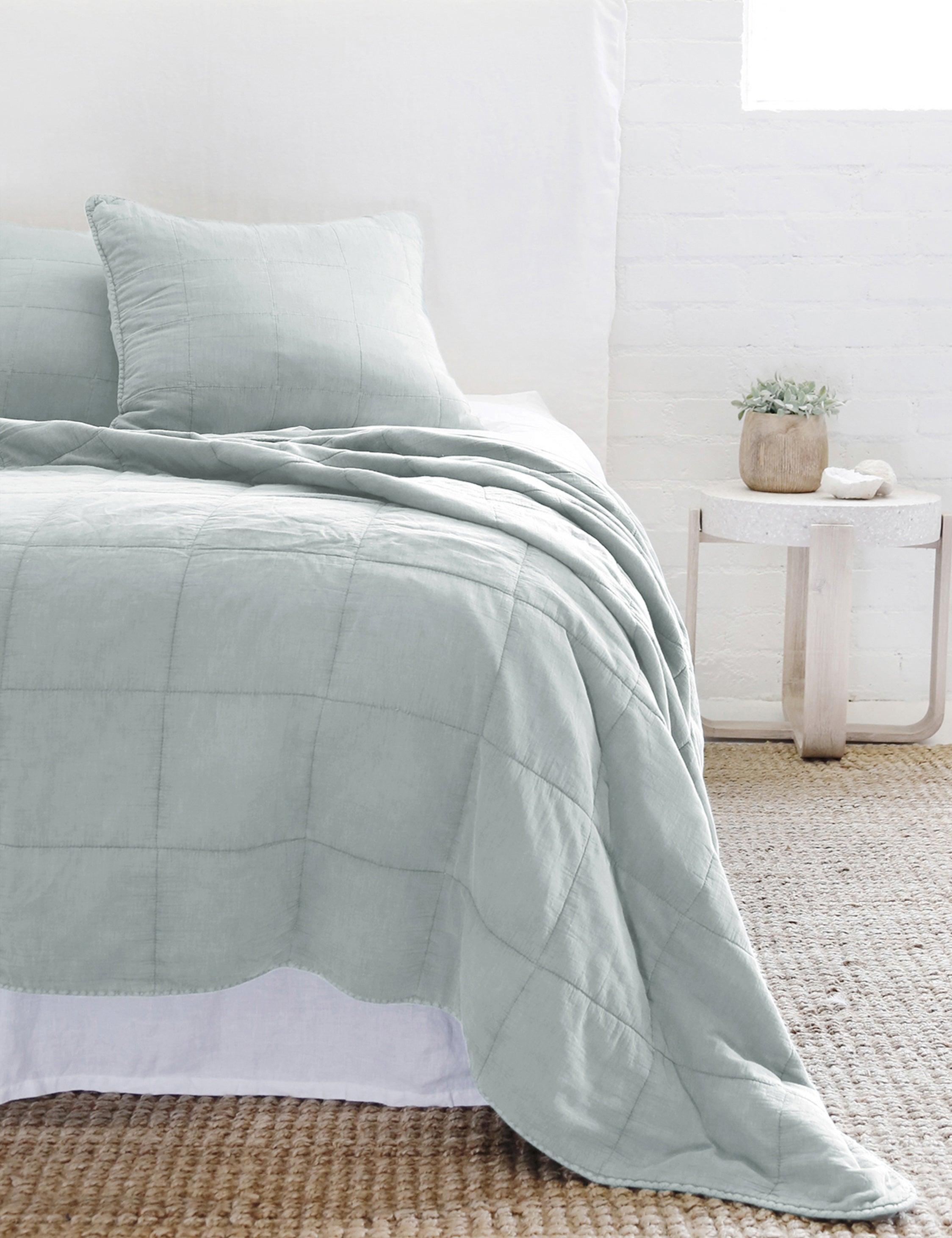 Sky Queen Organic Linen Quilted Coverlet