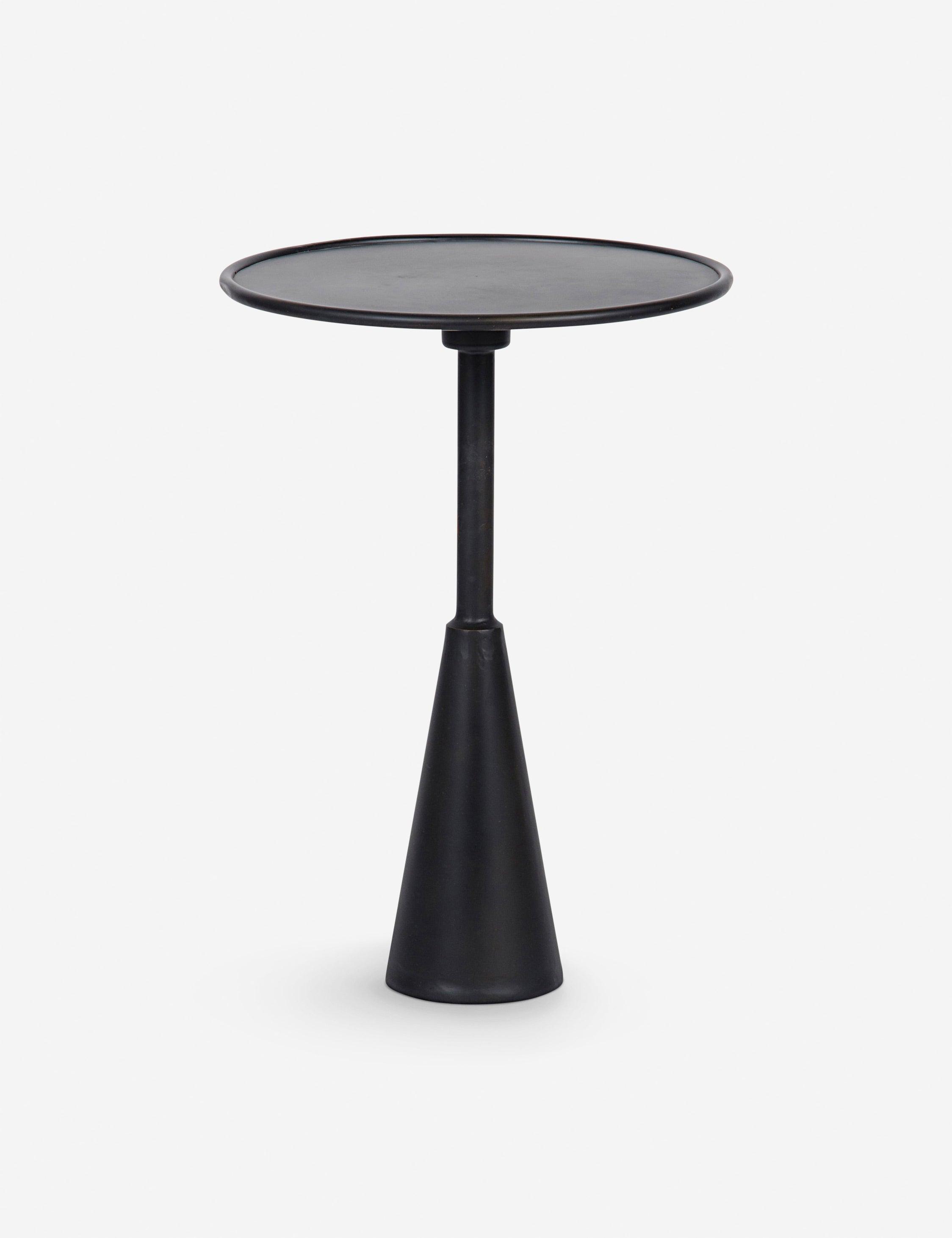 Hiro Black Metal Round Pedestal Side Table 17"