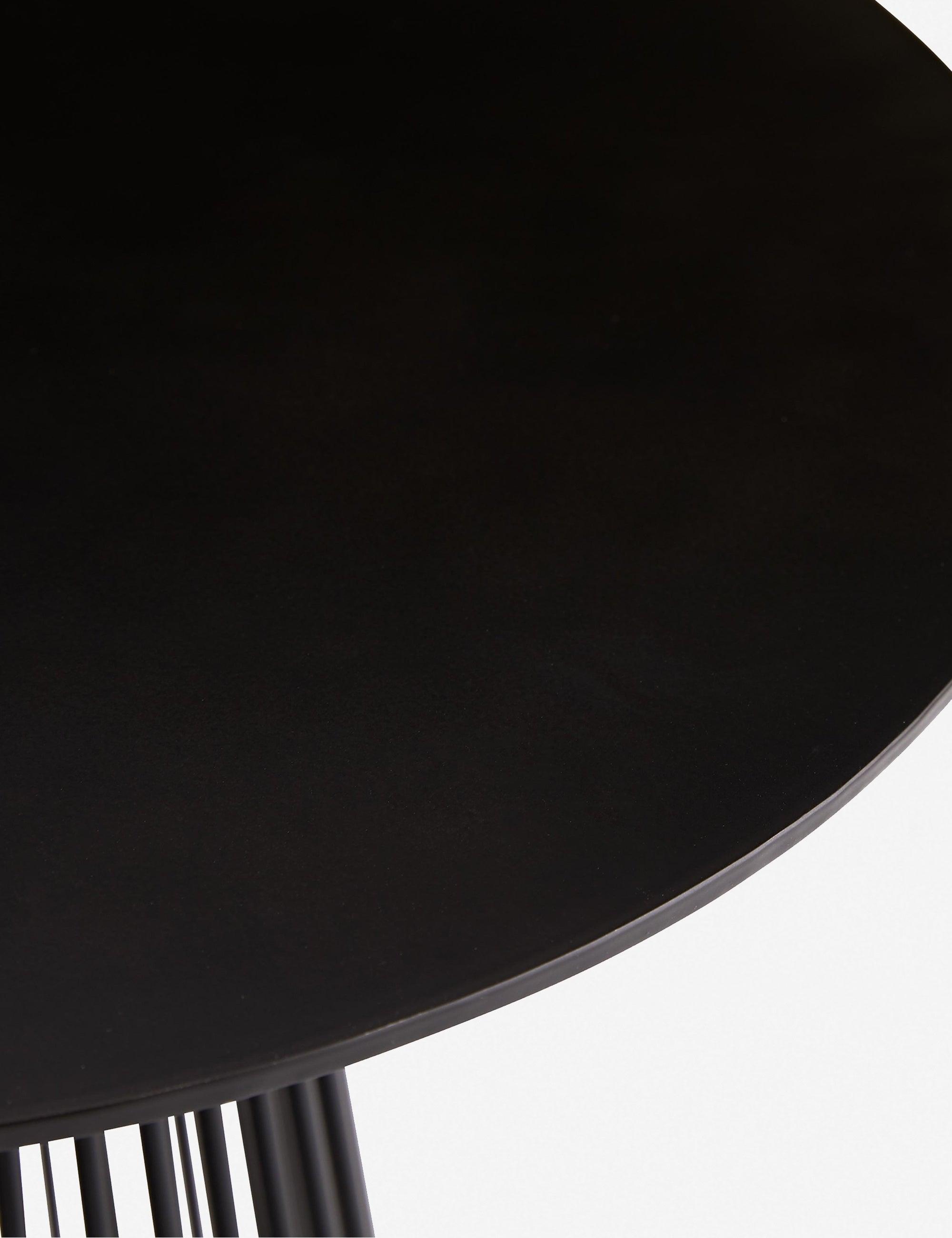 Modern Black Iron and Stone Round Pedestal Side Table