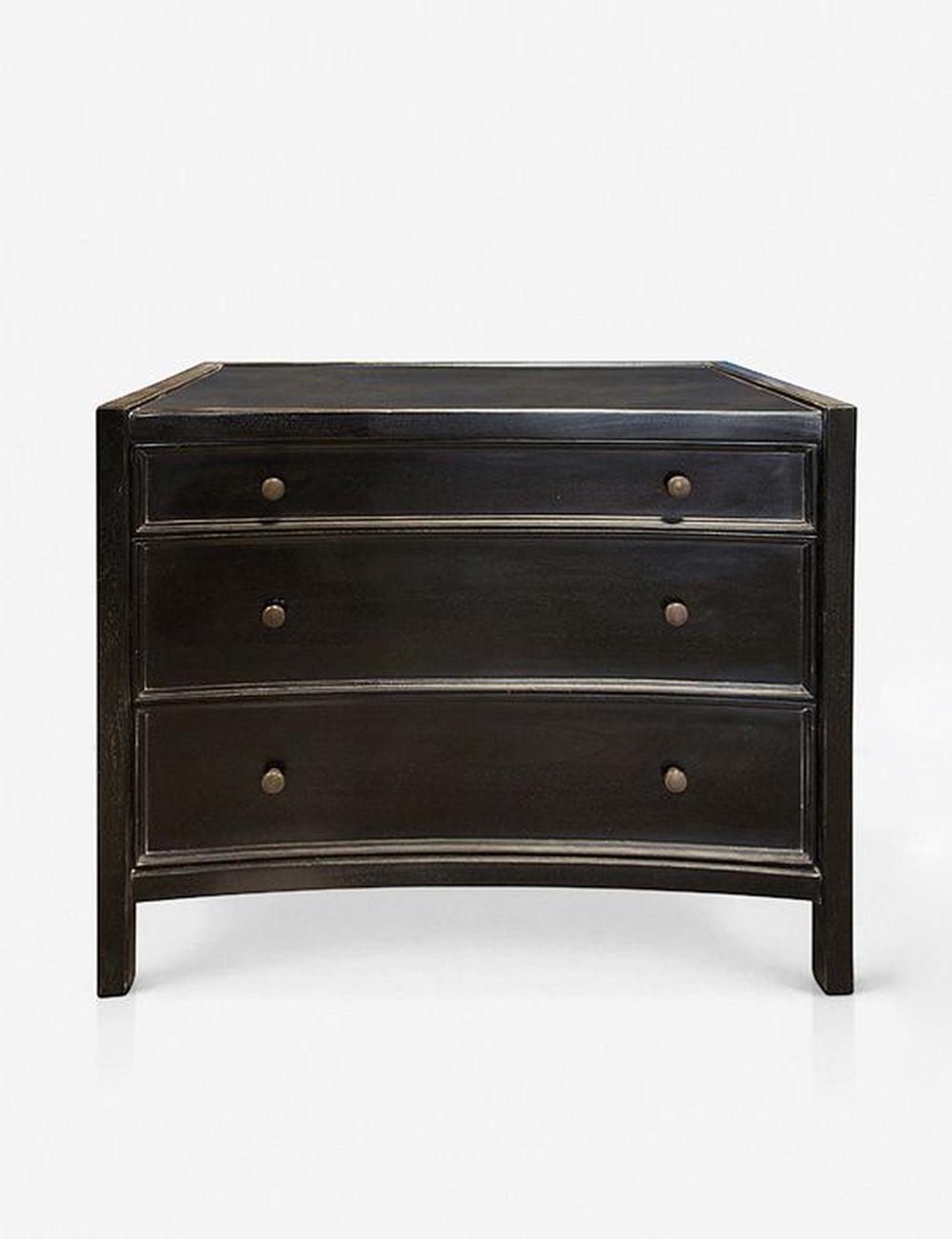 Artesia Hand-Carved Black Mahogany 3-Drawer Side Table