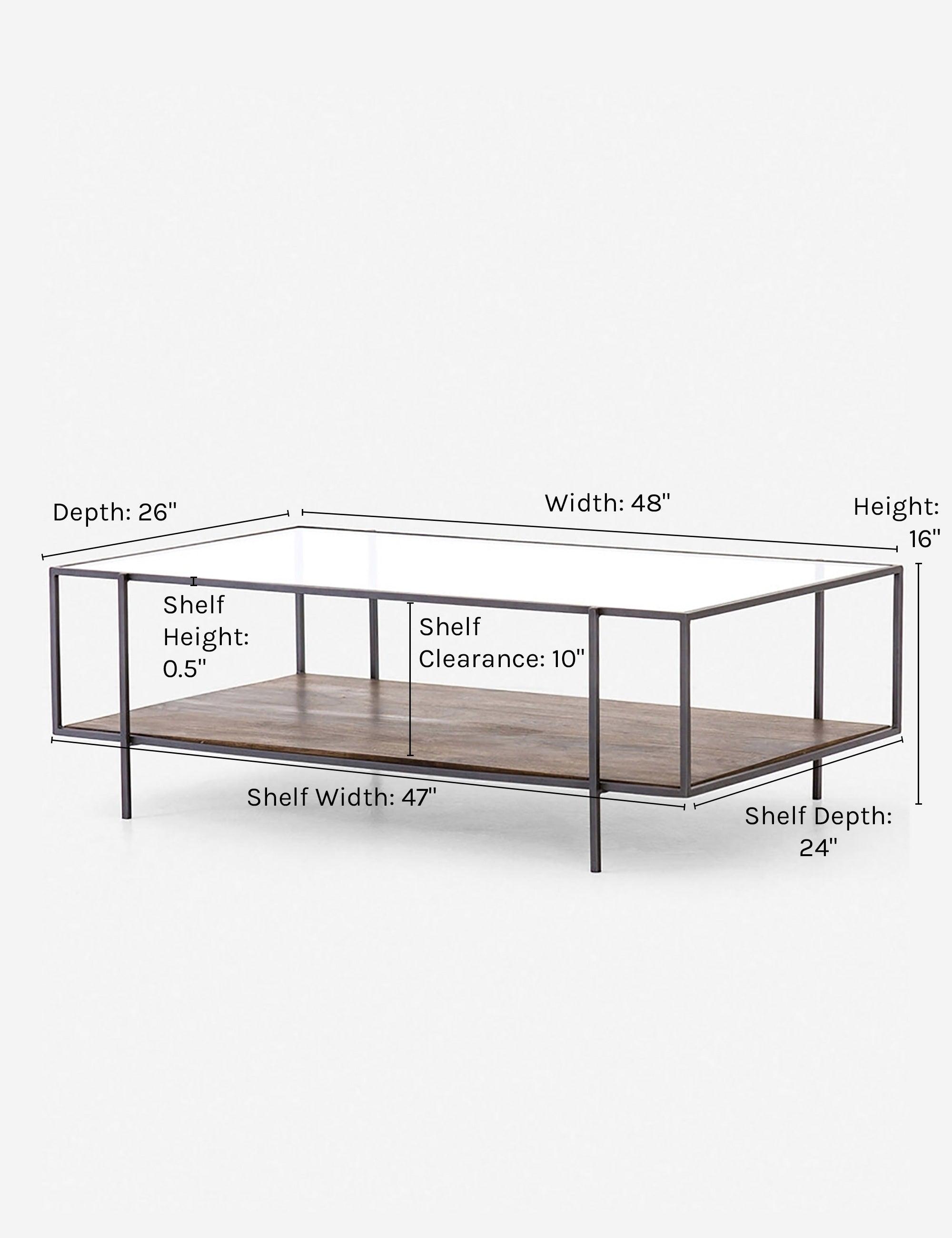 Asher Rectangular Glass and Wood Coffee Table with Shelf