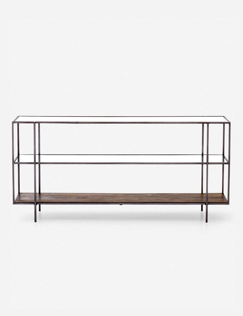 Asher Slim Profile 3-Tier Glass & Wood Console Table