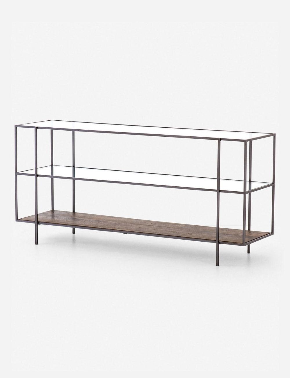 Asher Slim Profile 3-Tier Glass & Wood Console Table