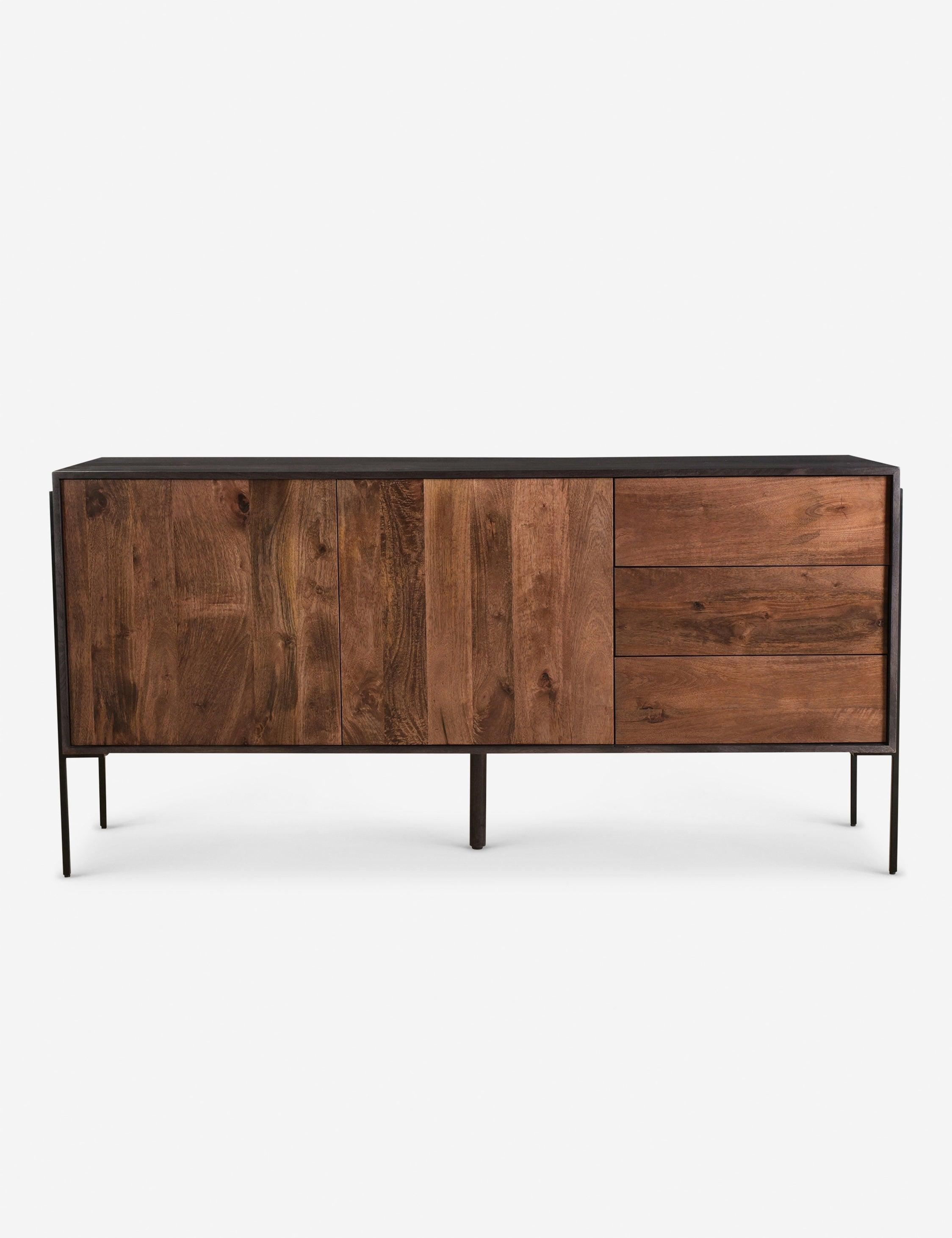 Brianna Light Brown Mango Wood Sideboard with Iron Accents