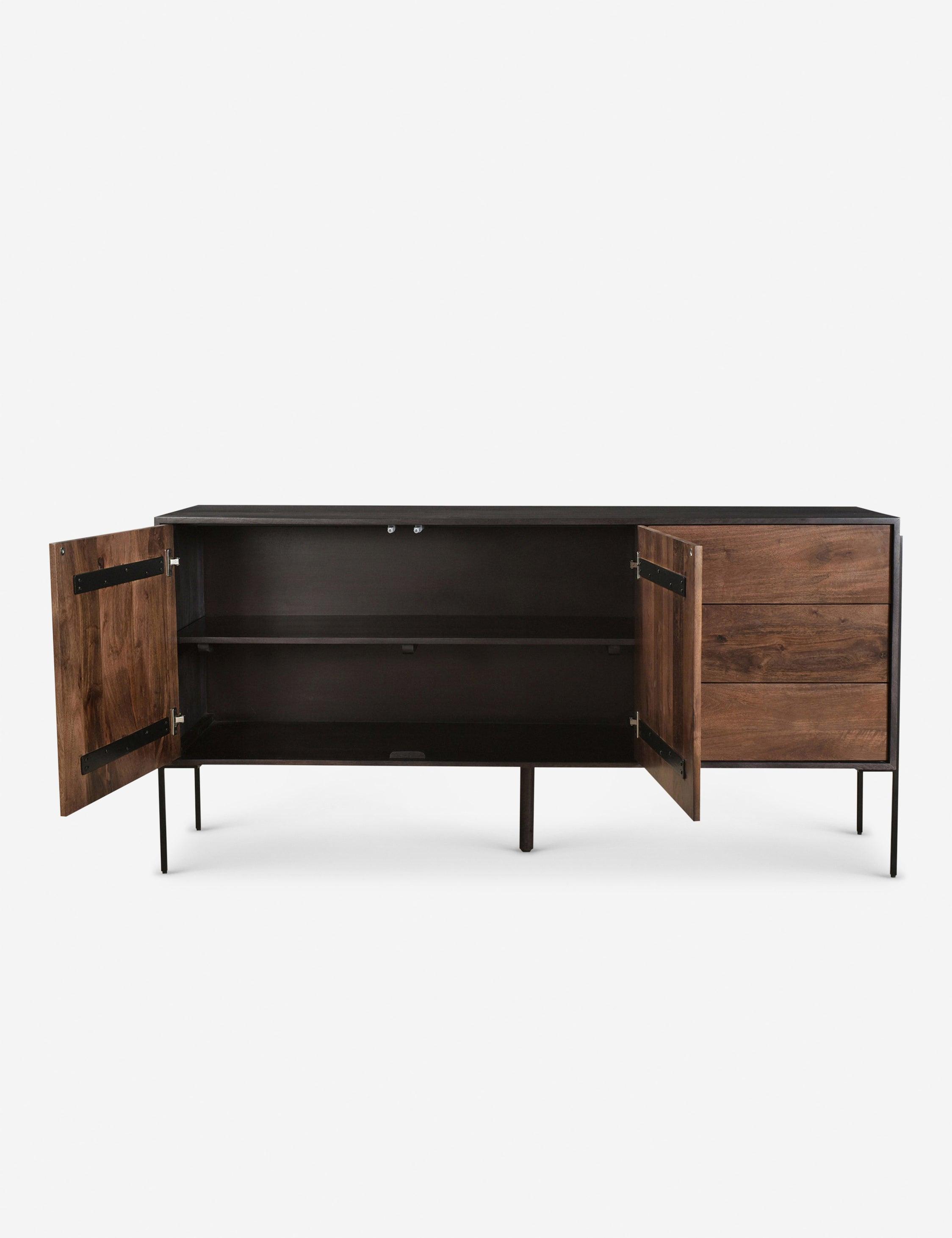 Brianna Light Brown Mango Wood Sideboard with Iron Accents