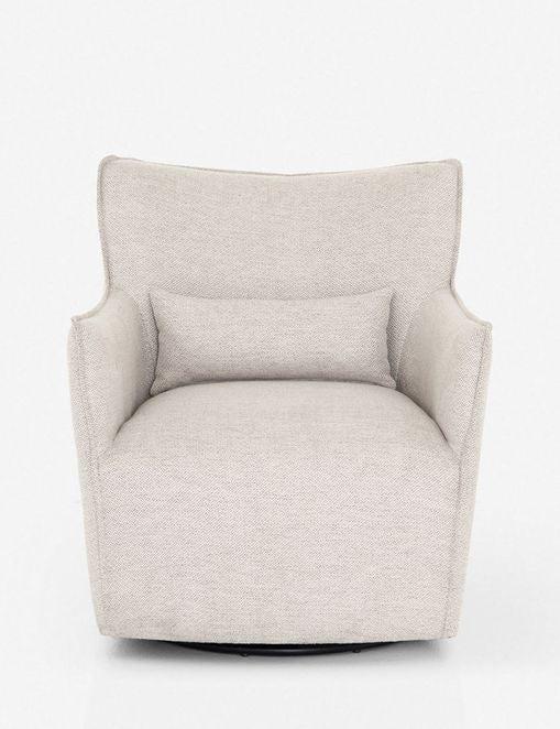 Noble Platinum Barrel Swivel Armchair with Lumbar Pillow