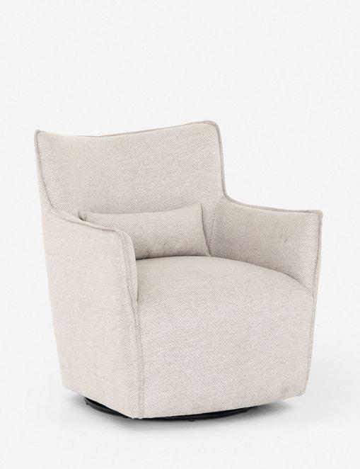 Noble Platinum Barrel Swivel Armchair with Lumbar Pillow