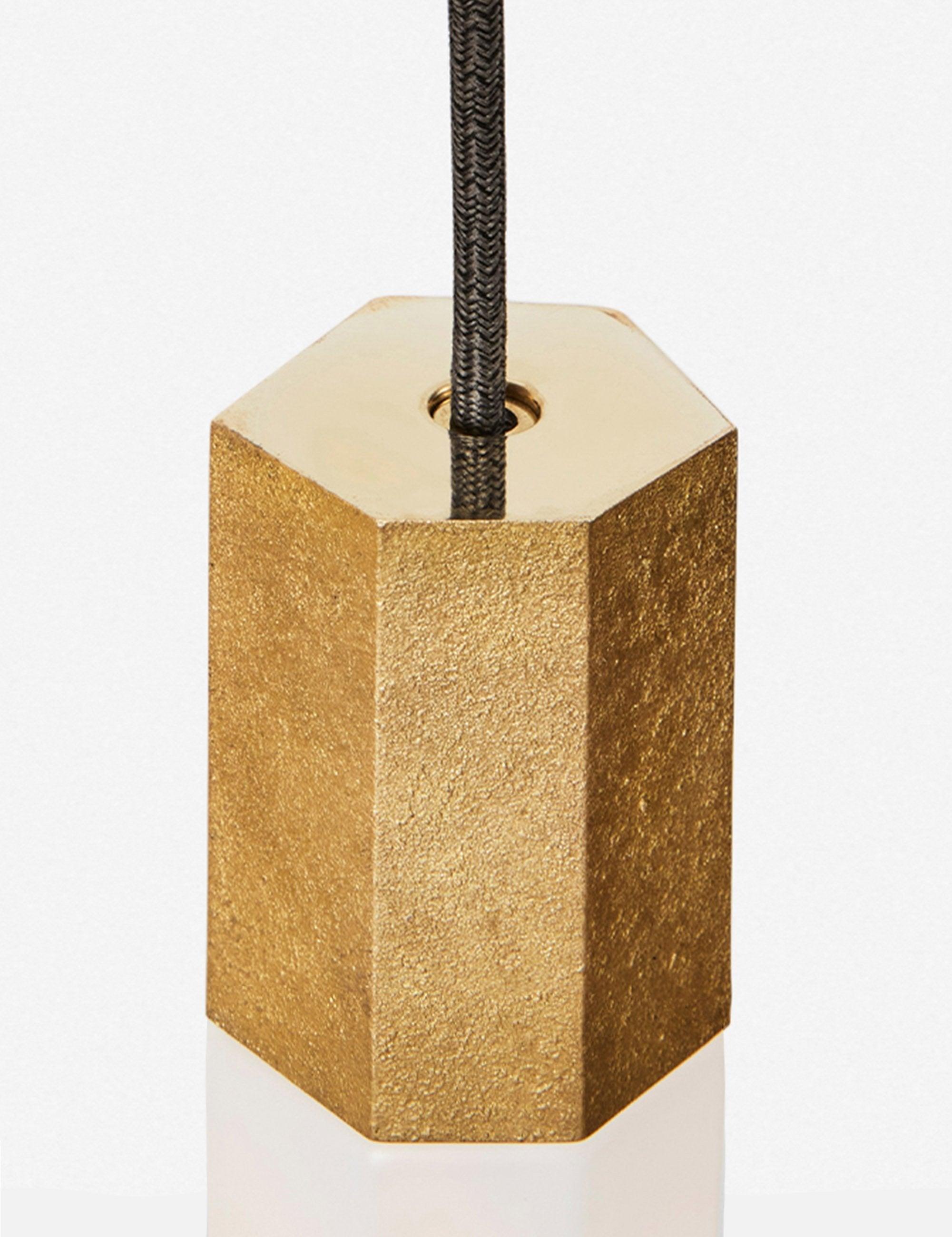 Ethereal Basalt 9-Light Hexagonal Brass & Glass LED Pendant