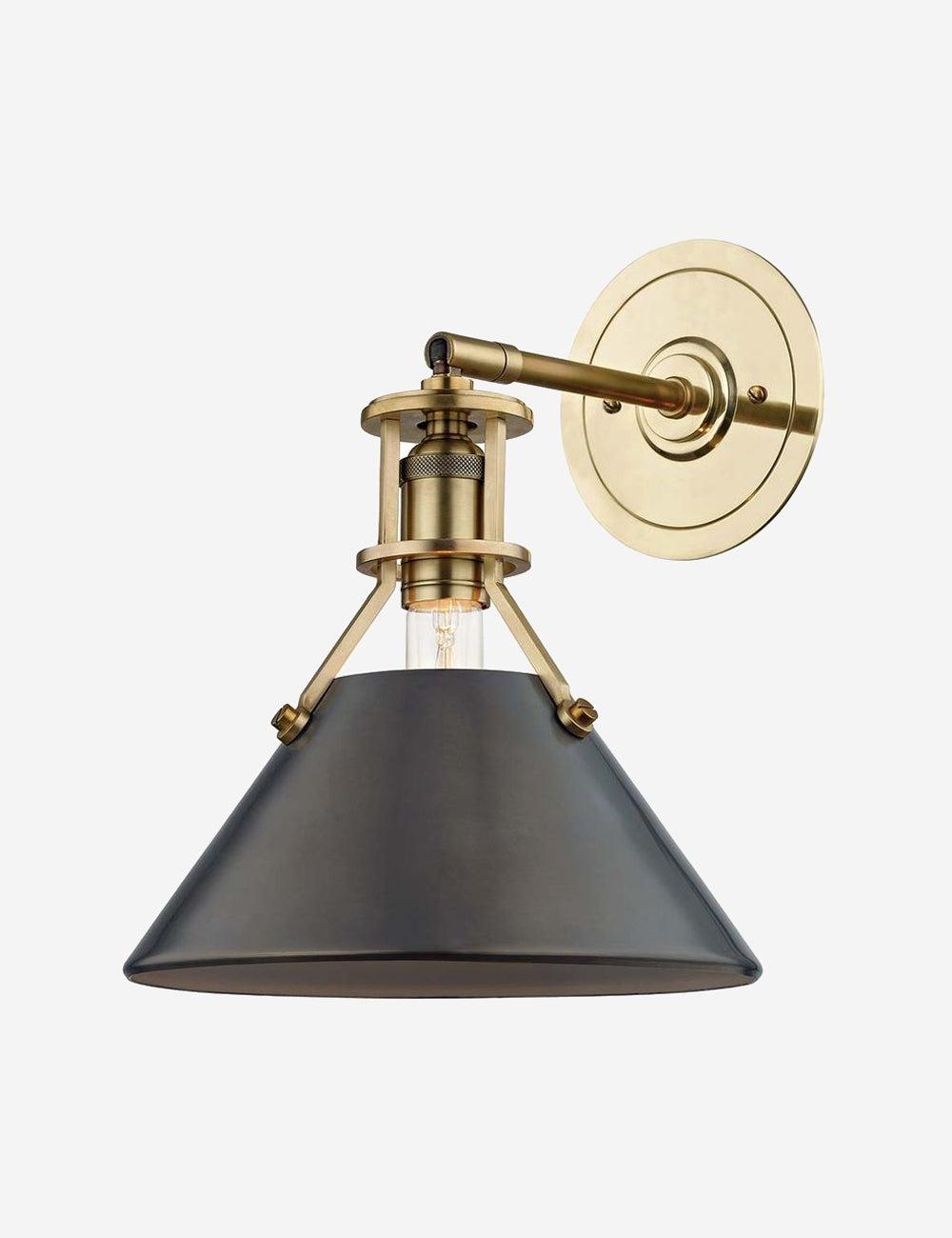 Elegant Aged Bronze Brass 1-Light Plug-In Wall Sconce