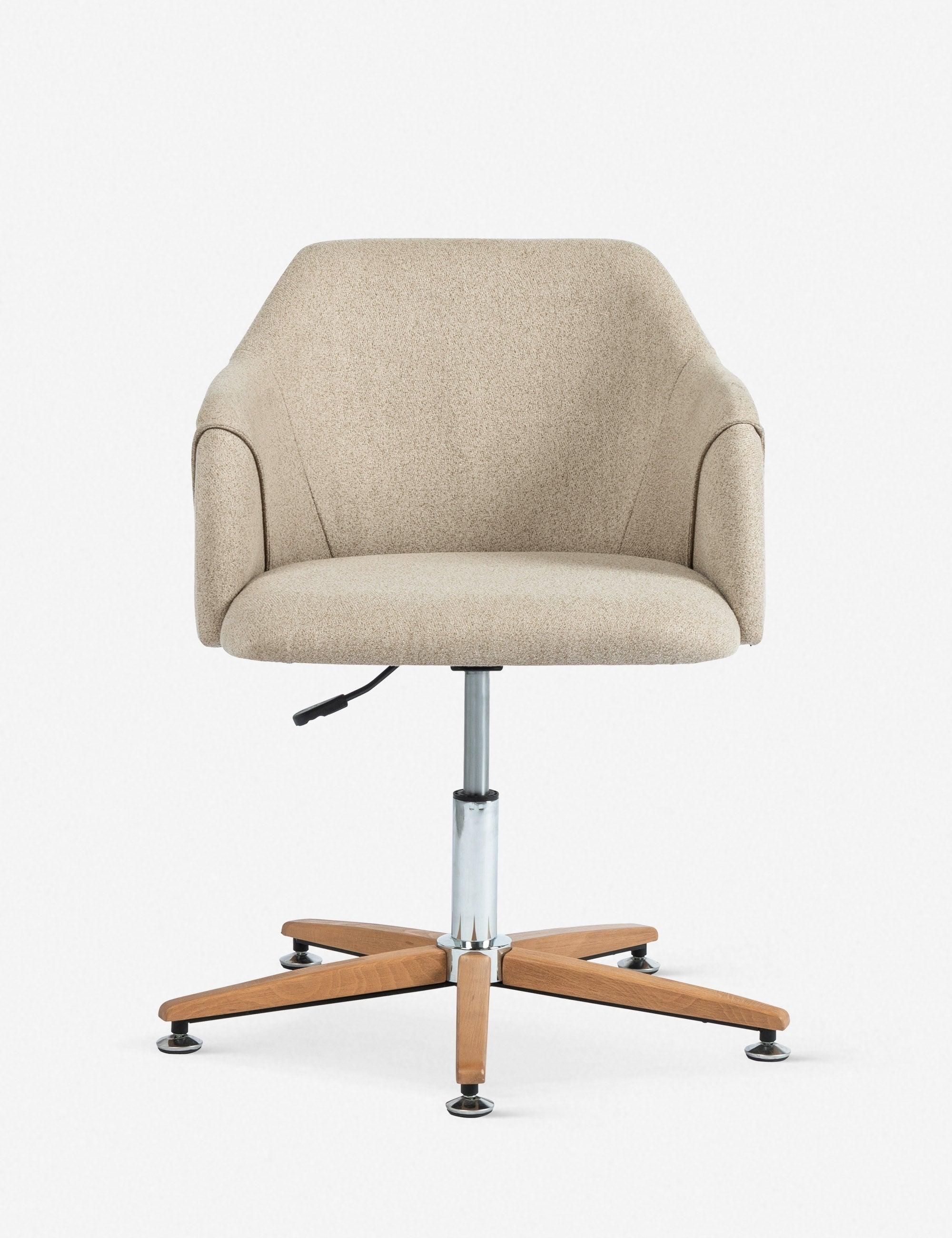 Edna Fedora Oatmeal Adjustable Swivel Task Chair in Brown Leather