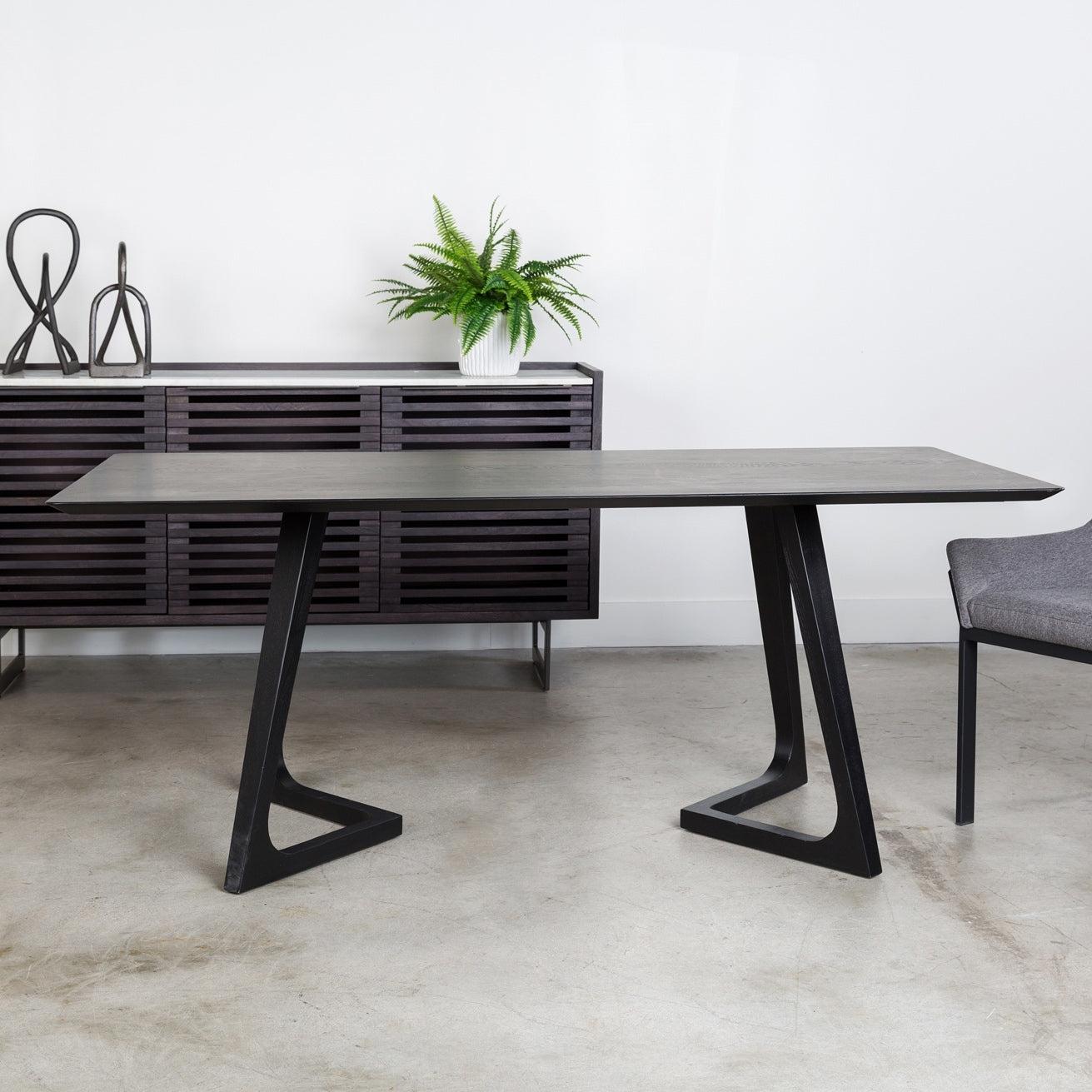 Modern Mid-Century Black Ash Wood 71'' Rectangular Dining Table