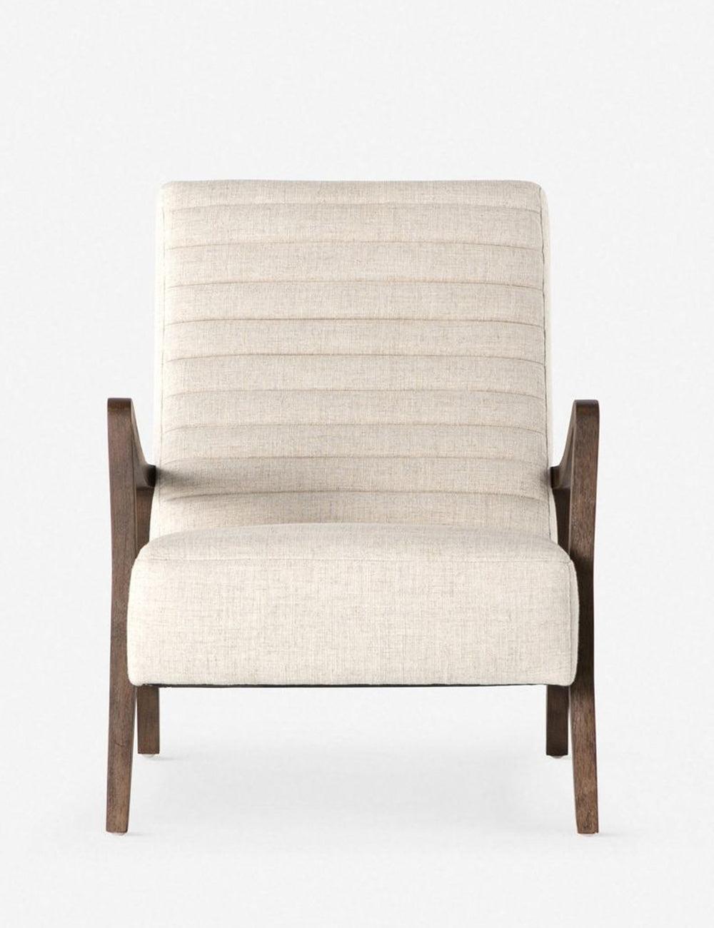 27'' Cream Contemporary Linen and Leather Accent Chair