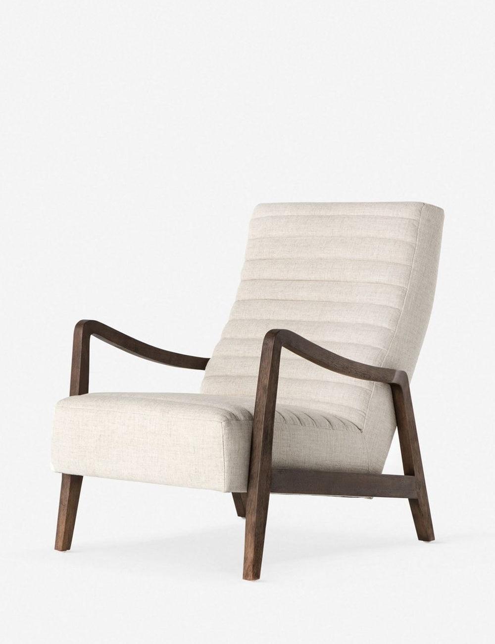 27'' Cream Contemporary Linen and Leather Accent Chair