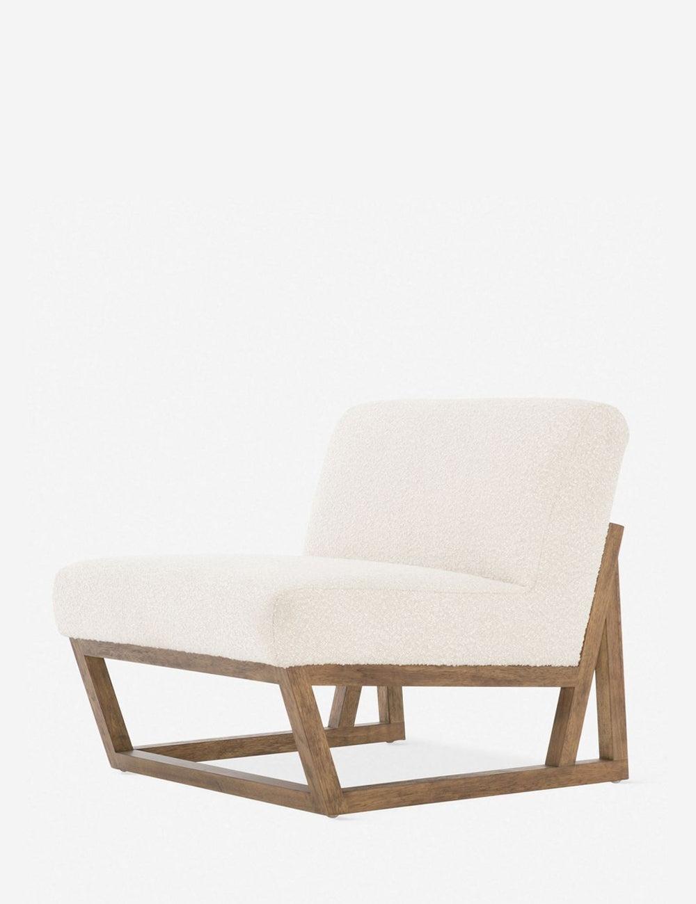 Kansia Modern Angular Wood Base Boucle Accent Chair