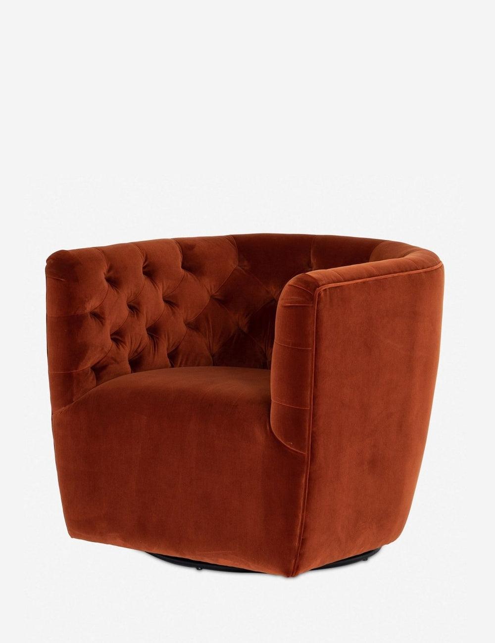 Lilith Swivel Chair - Rust Velvet