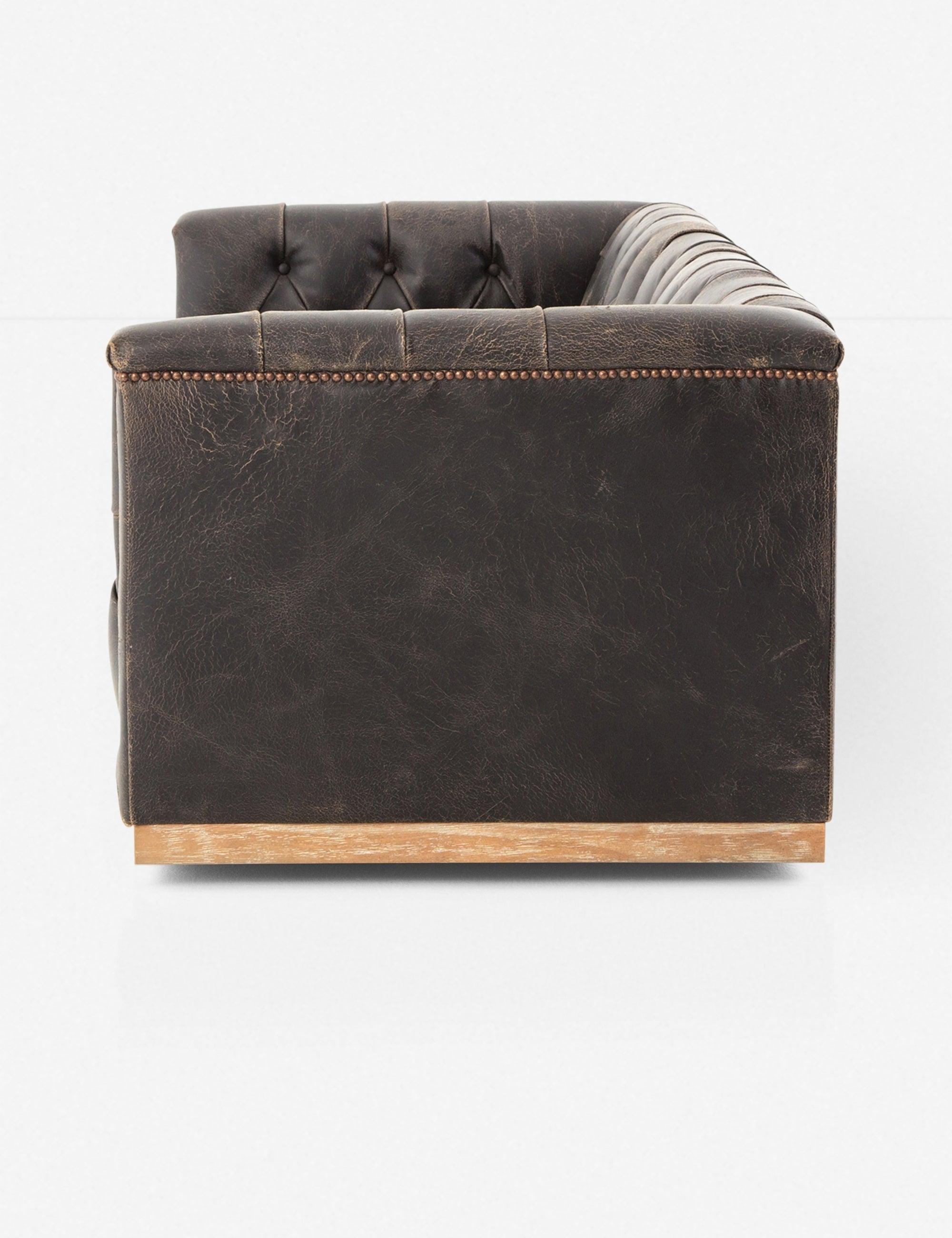 Afia Leather Sofa, Distressed Black