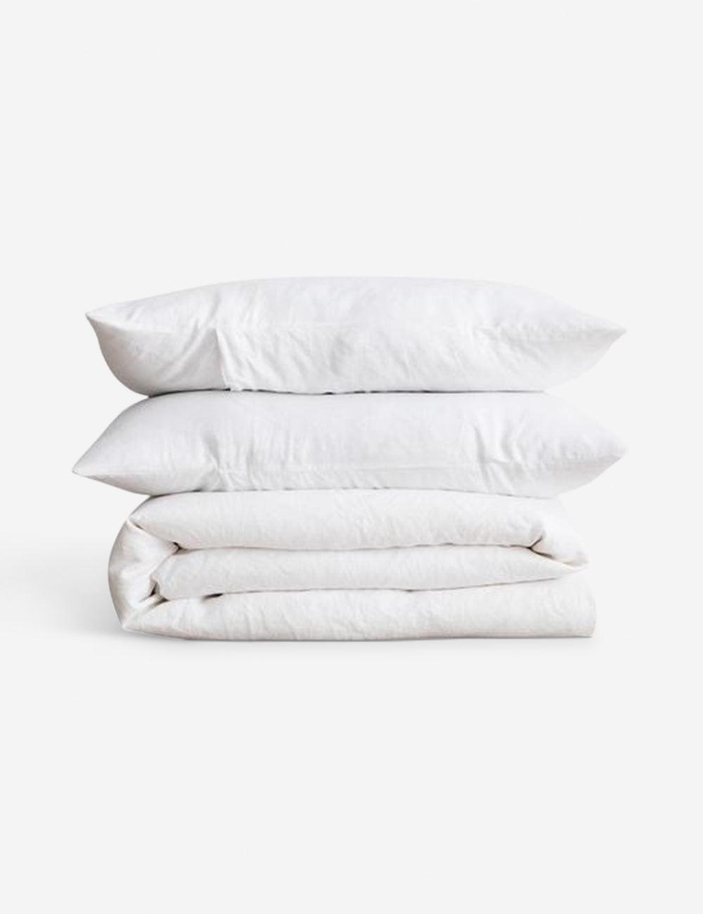 European Flax Linen Duvet Set by Cultiver - White / Queen